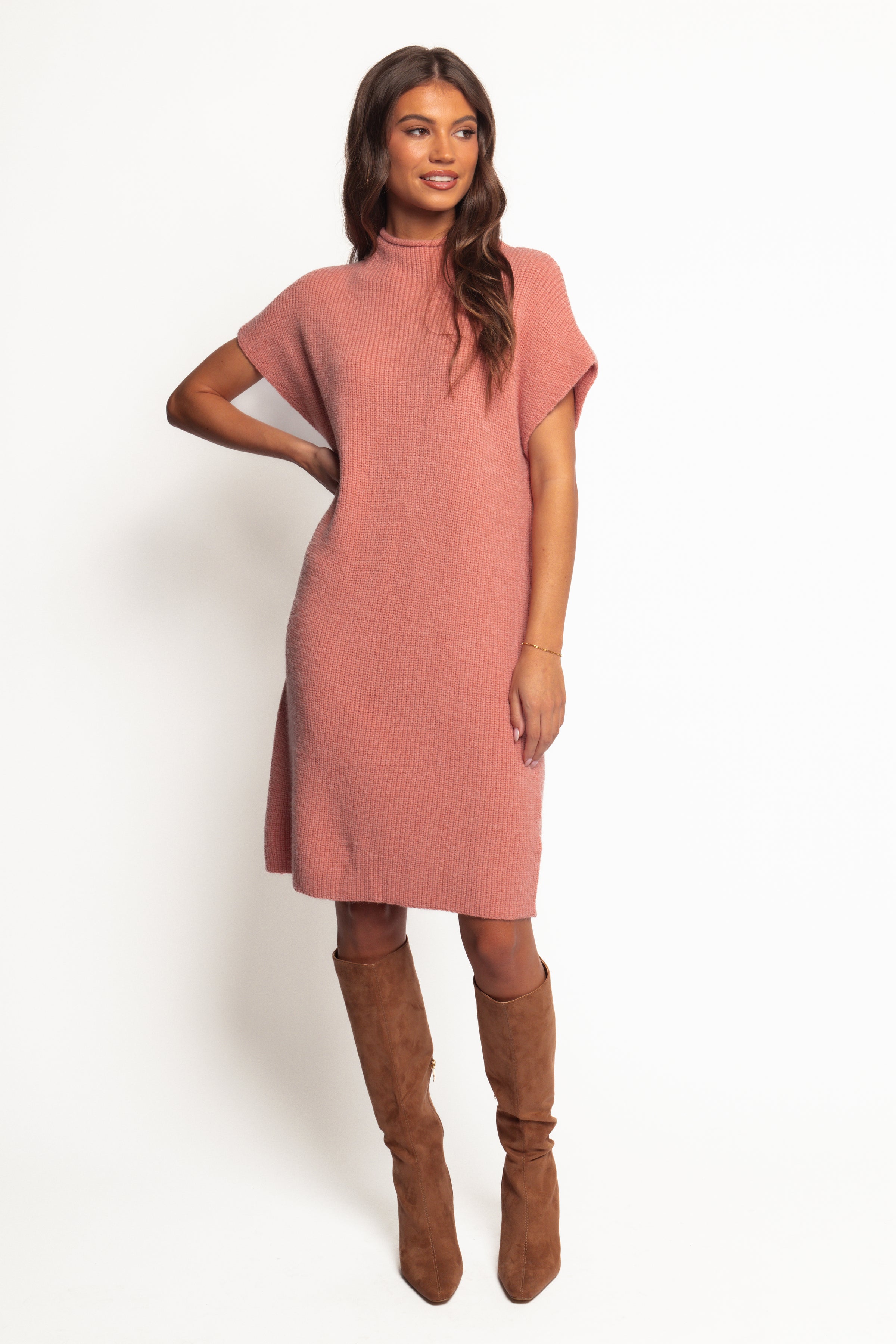Petal and Pup USA DRESSES Wright Knit Mini Dress - Pink