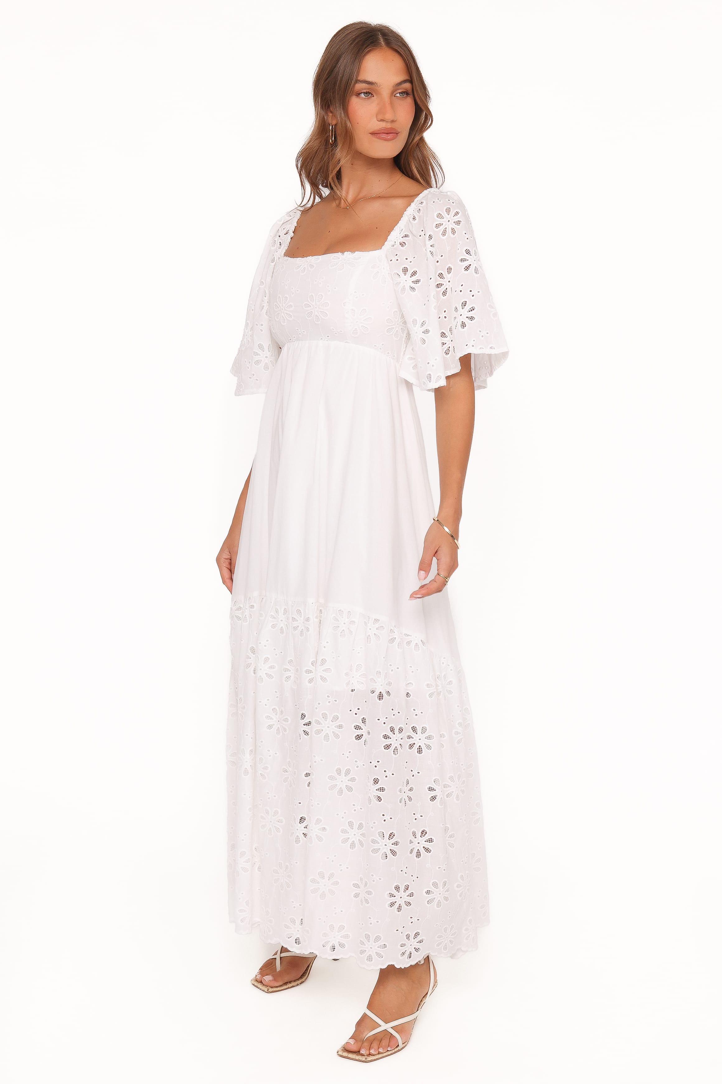 Petal and Pup USA DRESSES Xana Maxi Dress - White Broderie