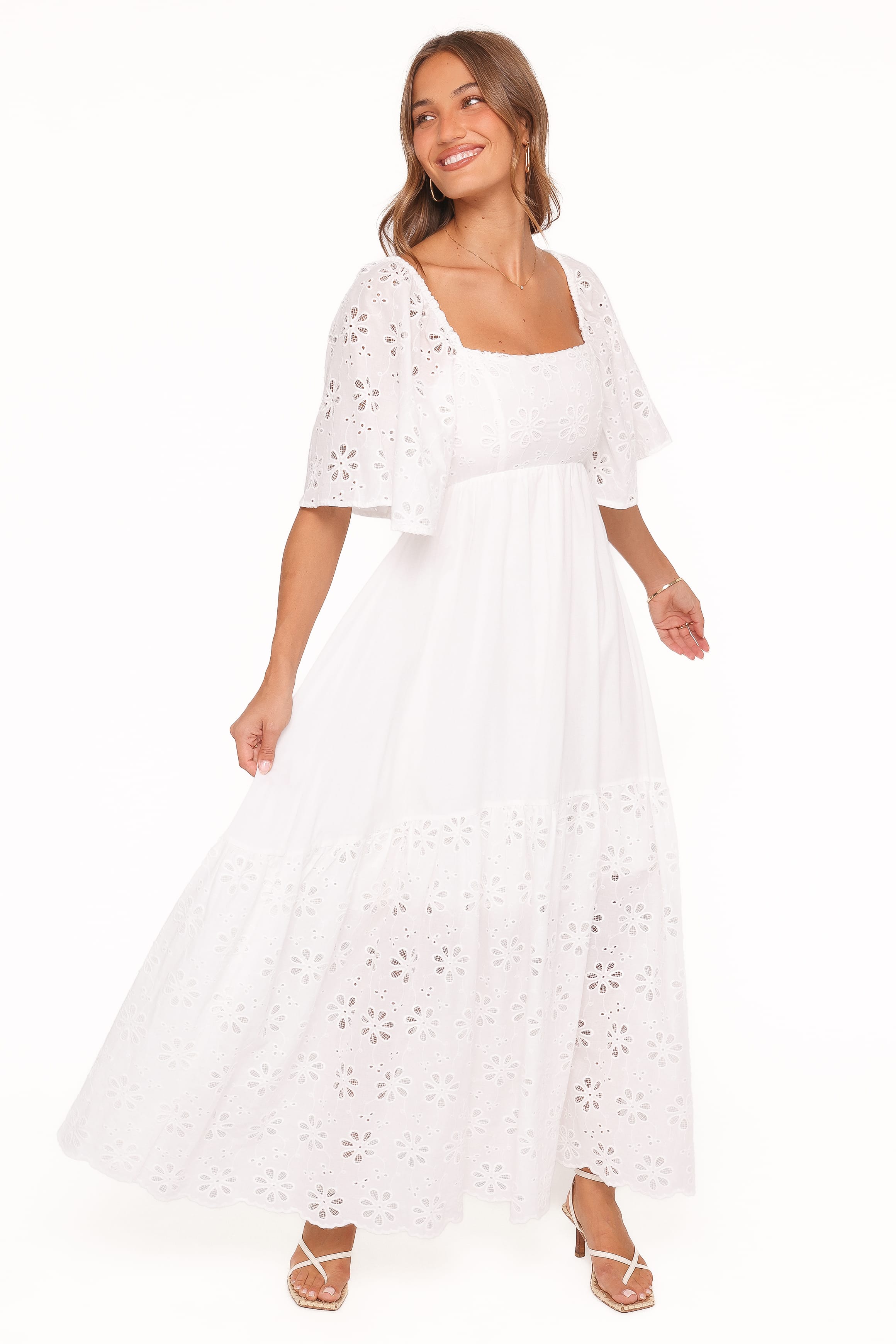 Petal and Pup USA DRESSES Xana Maxi Dress - White Broderie