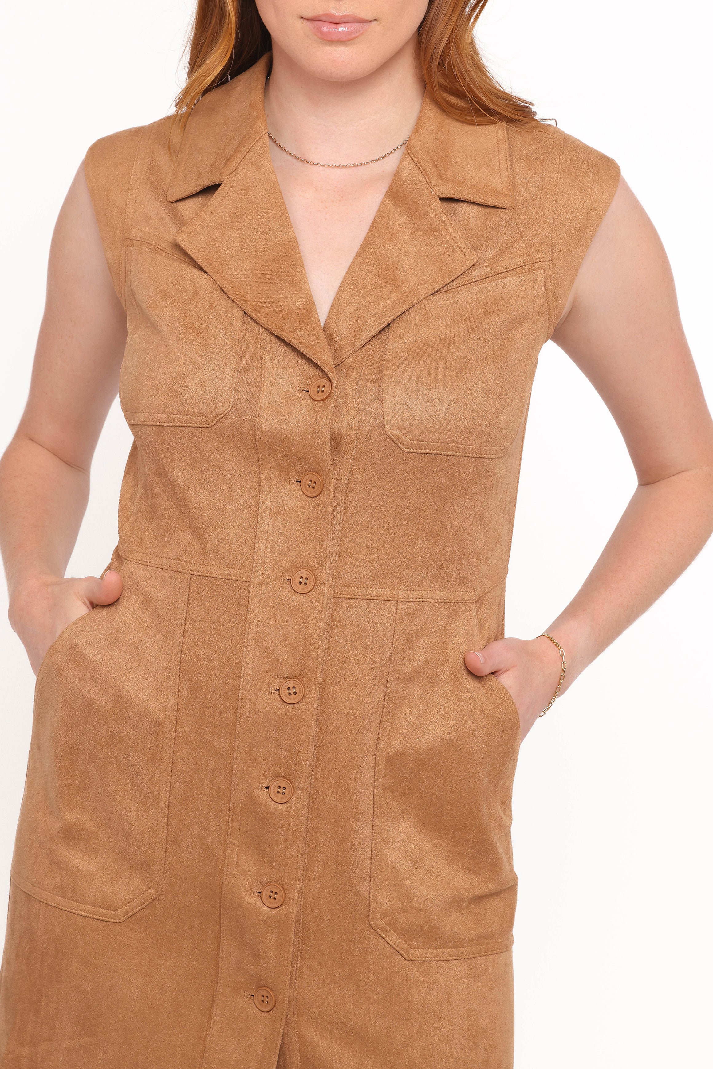 Petal and Pup USA DRESSES Xoey Suede Mini Dress - Camel