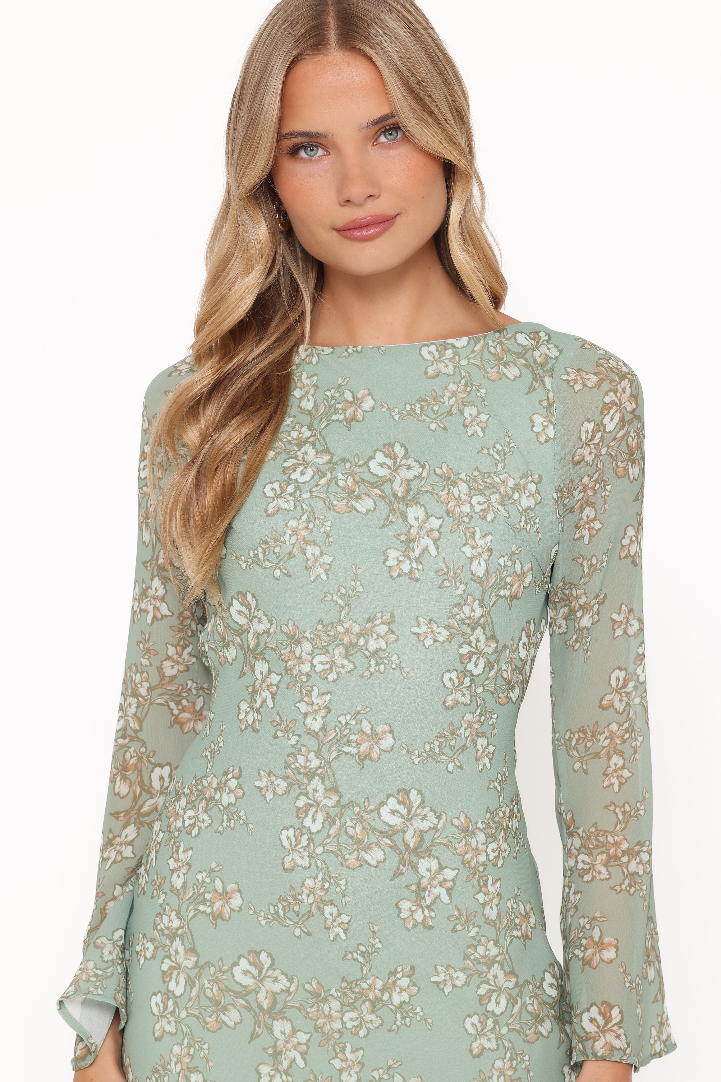 Petal and Pup USA DRESSES Yolanda Long Sleeve Maxi Dress - Sage Green Floral