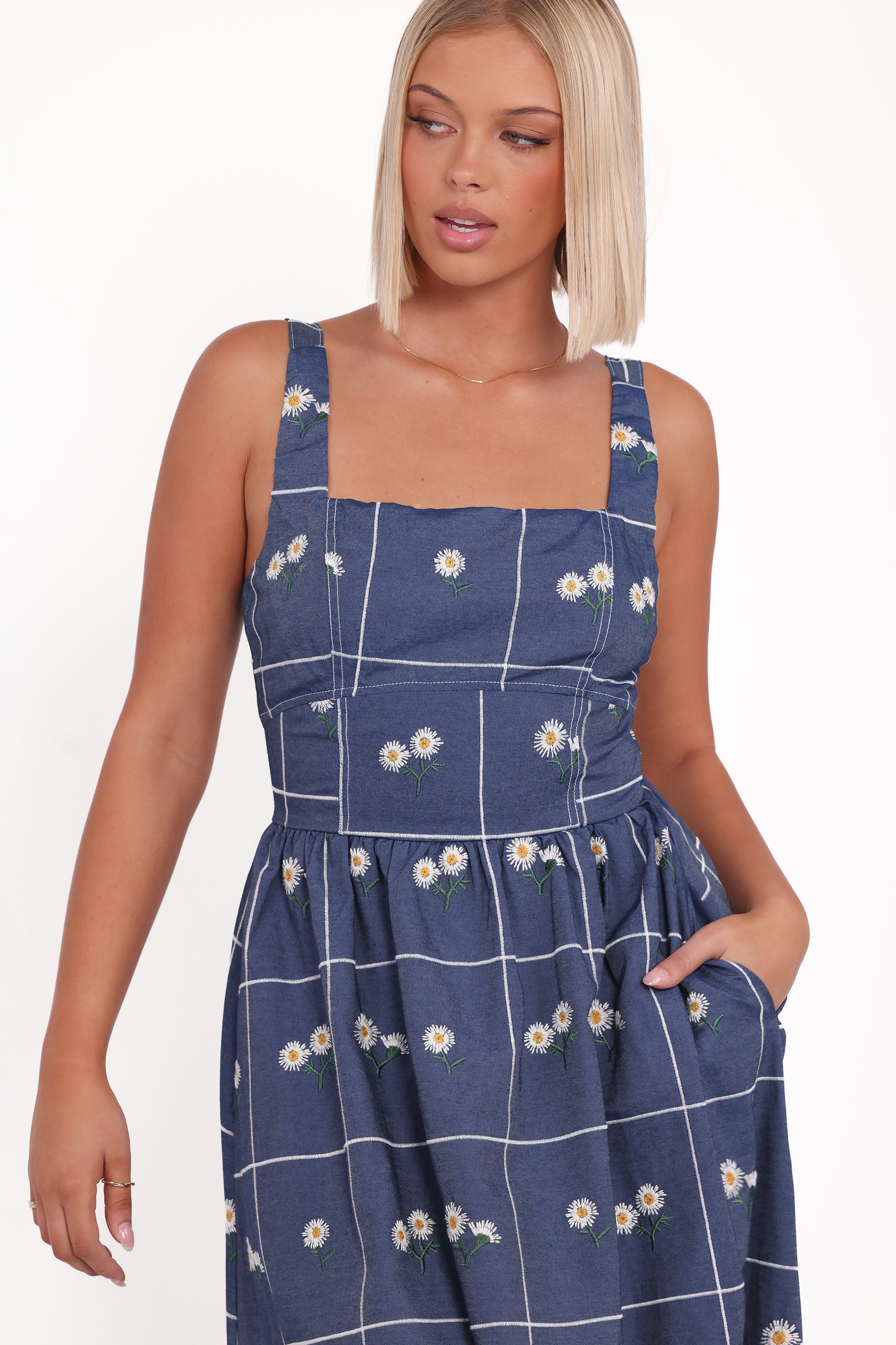 Petal and Pup USA DRESSES Yolande Midi Dress - Blue Floral (Hold for Amazon)