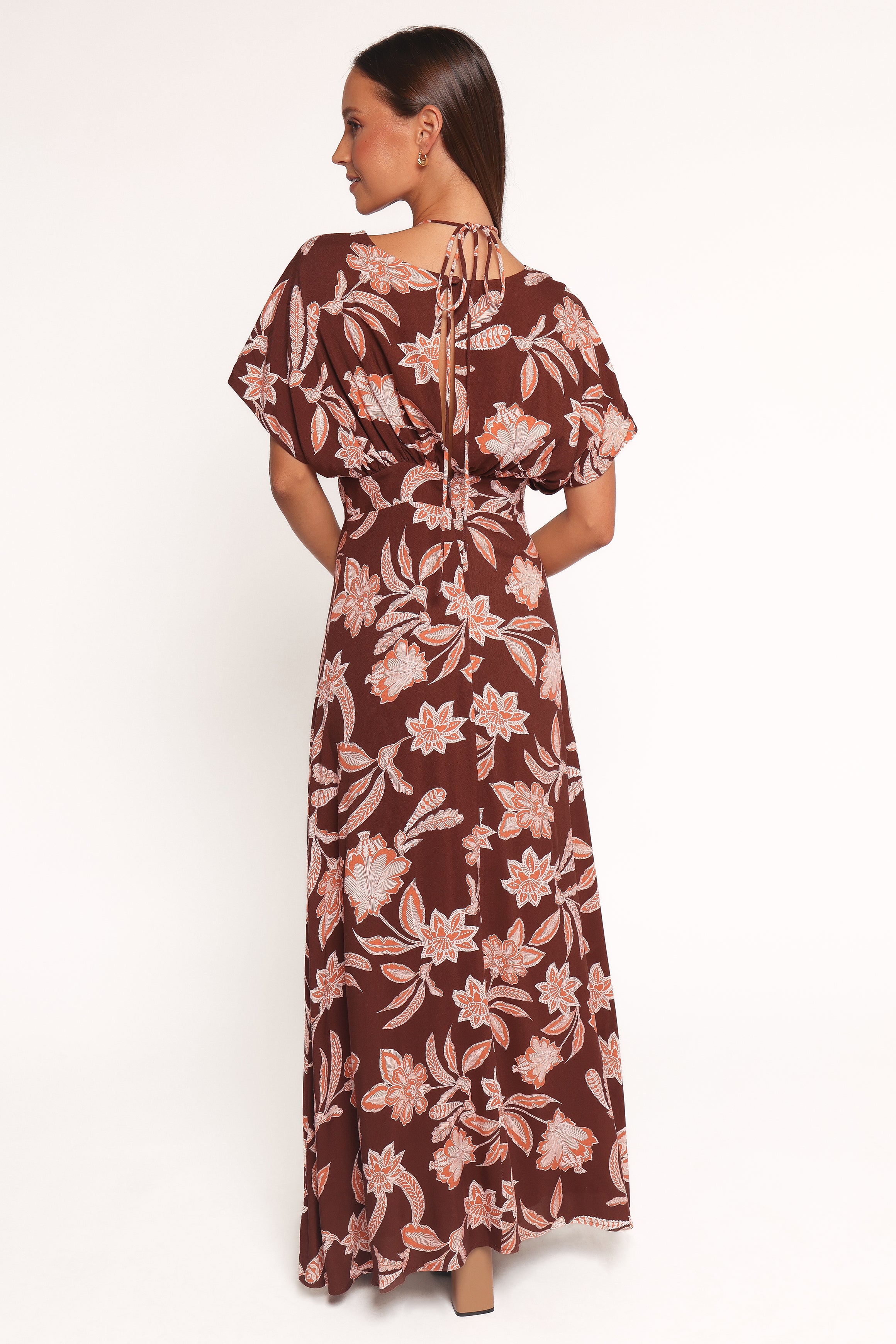 Petal and Pup USA DRESSES Yolande Midi Dress - Orange Floral