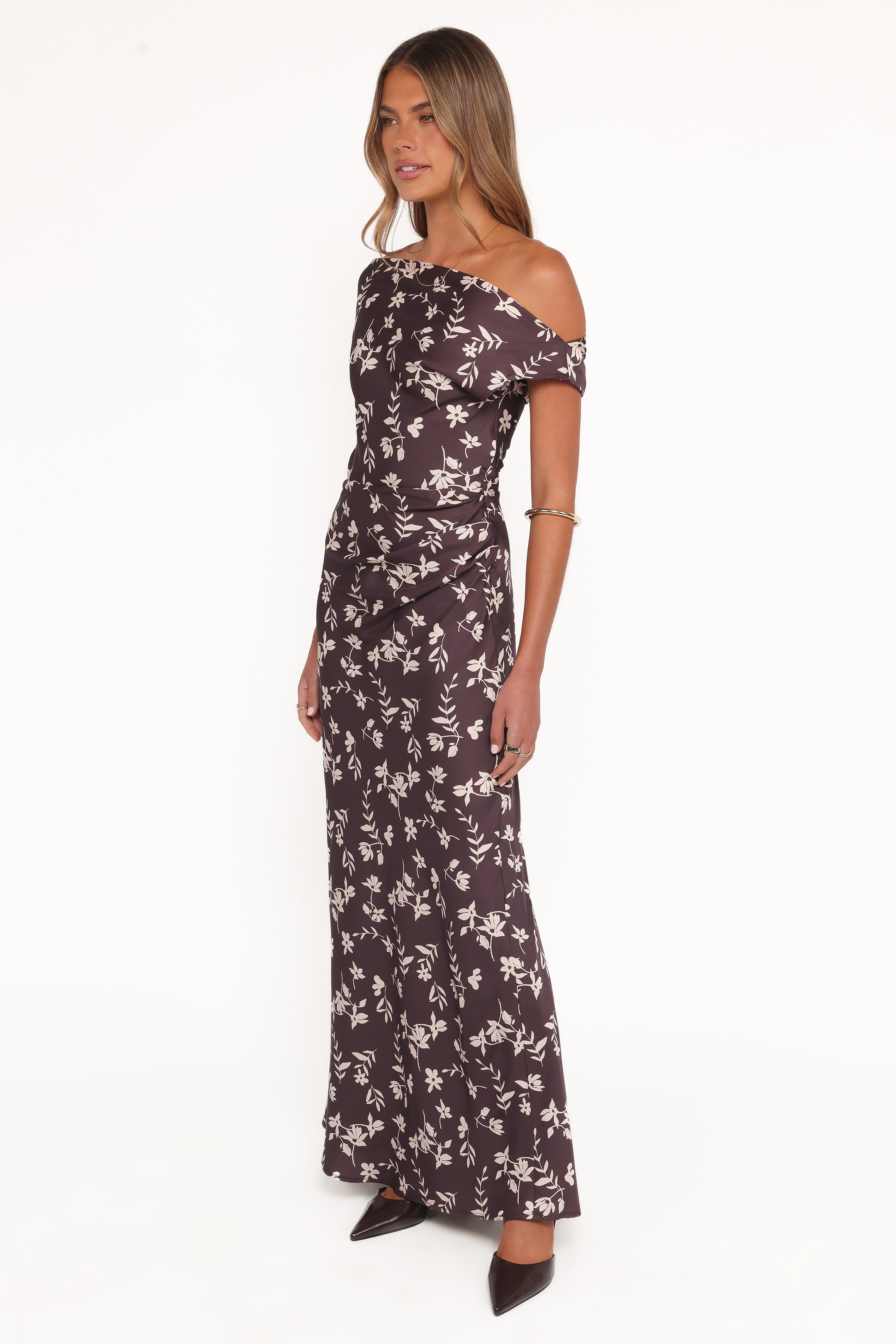 Petal and Pup USA DRESSES Zafira Midi Dress - Brown Cream Floral