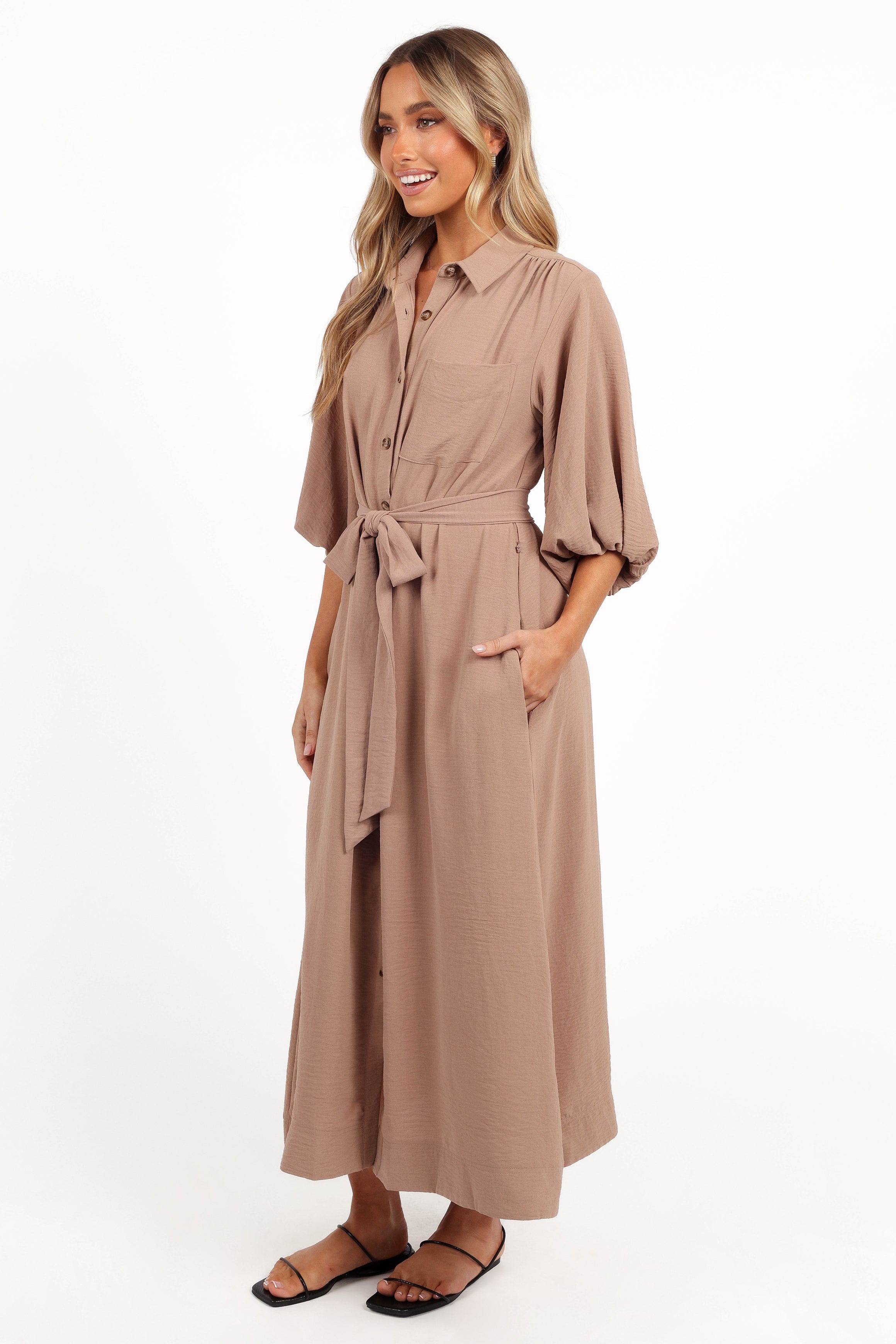 Petal and Pup USA DRESSES Zanita Midi Dress - Toast