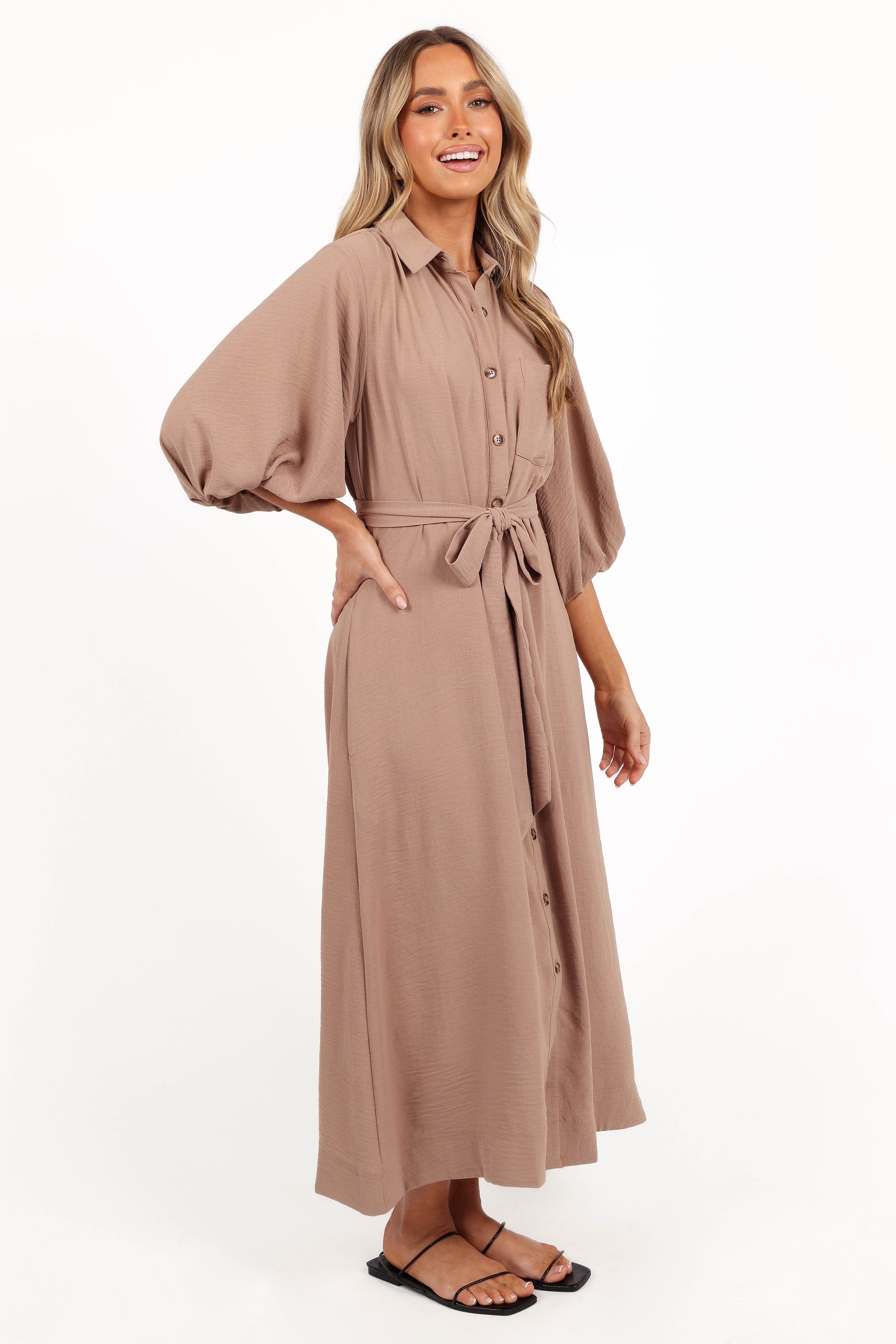 Petal and Pup USA DRESSES Zanita Midi Dress - Toast