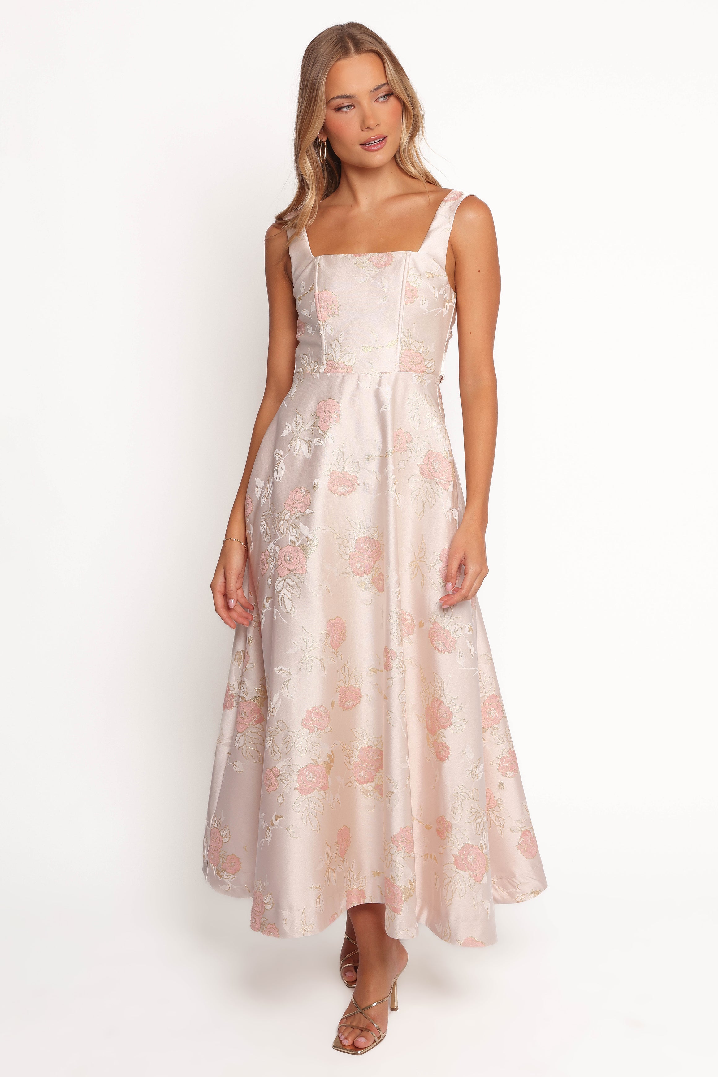 Petal and Pup USA DRESSES Zaria Midi Dress - Pink Floral