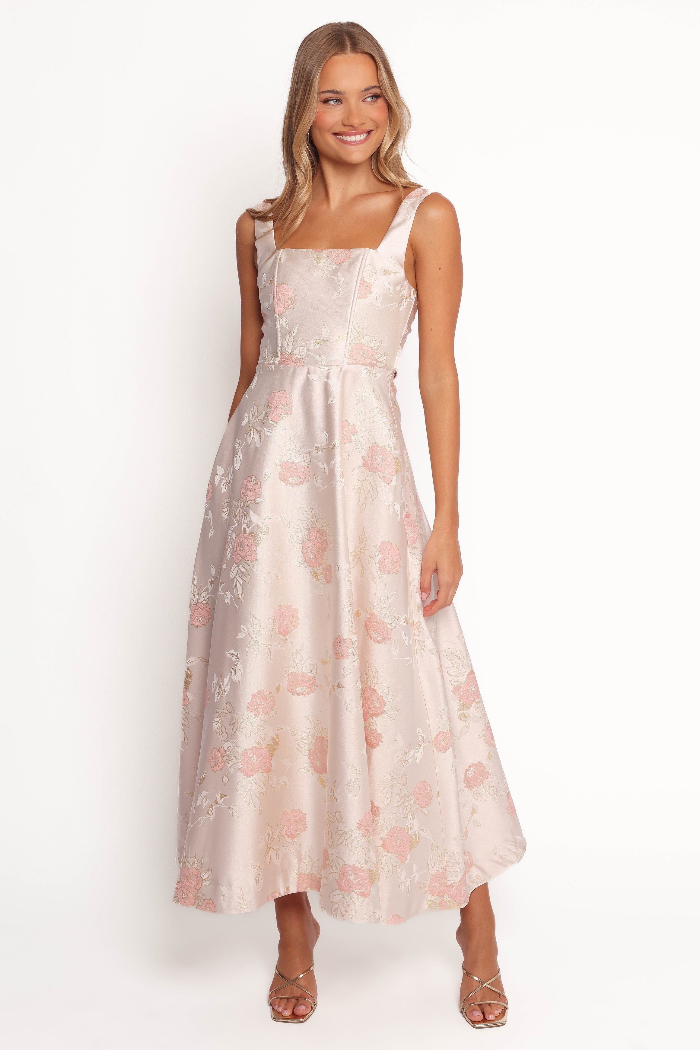 Petal and Pup USA DRESSES Zaria Midi Dress - Pink Floral
