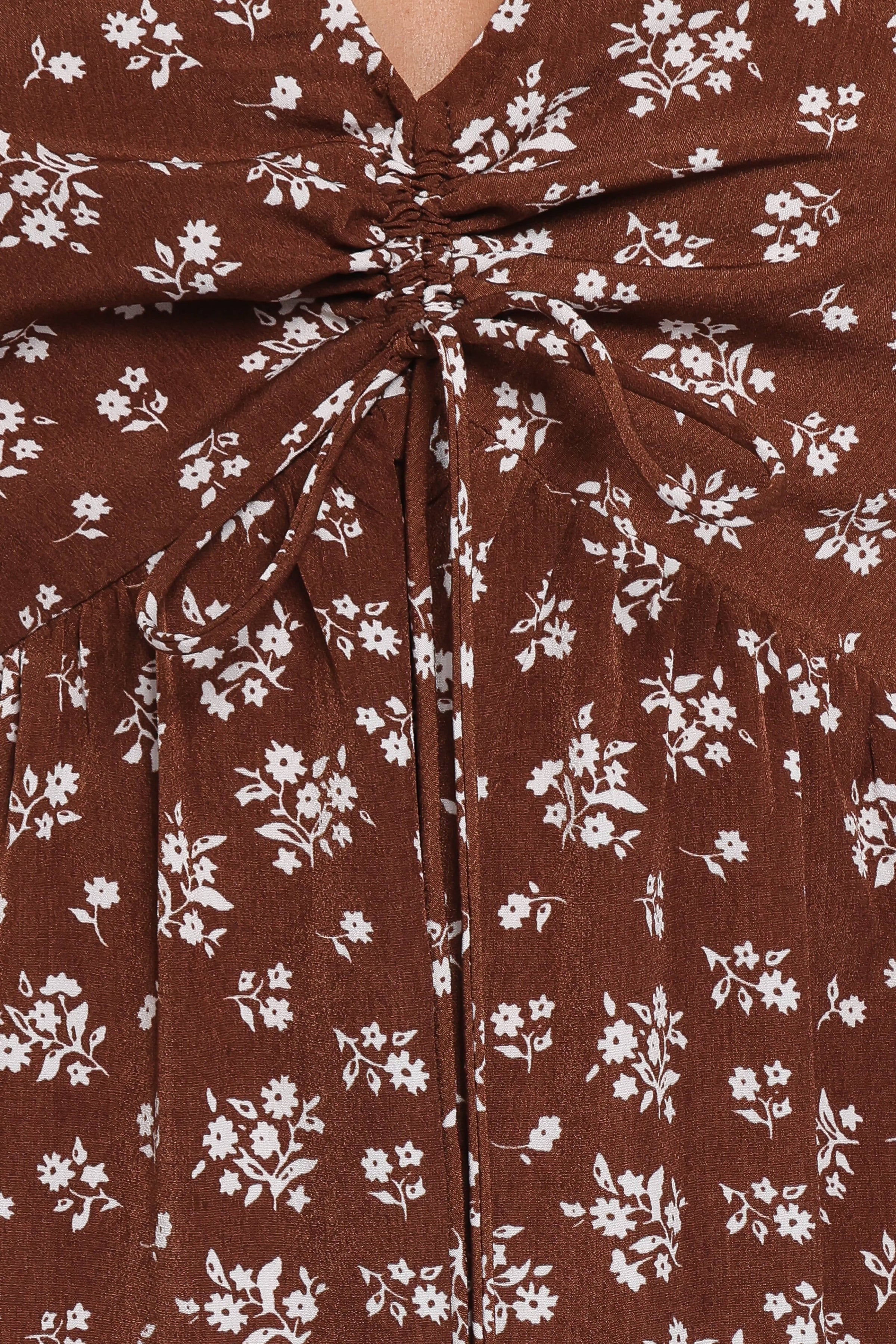 Petal and Pup USA DRESSES Zina Maxi Dress - Brown Ditsy Floral