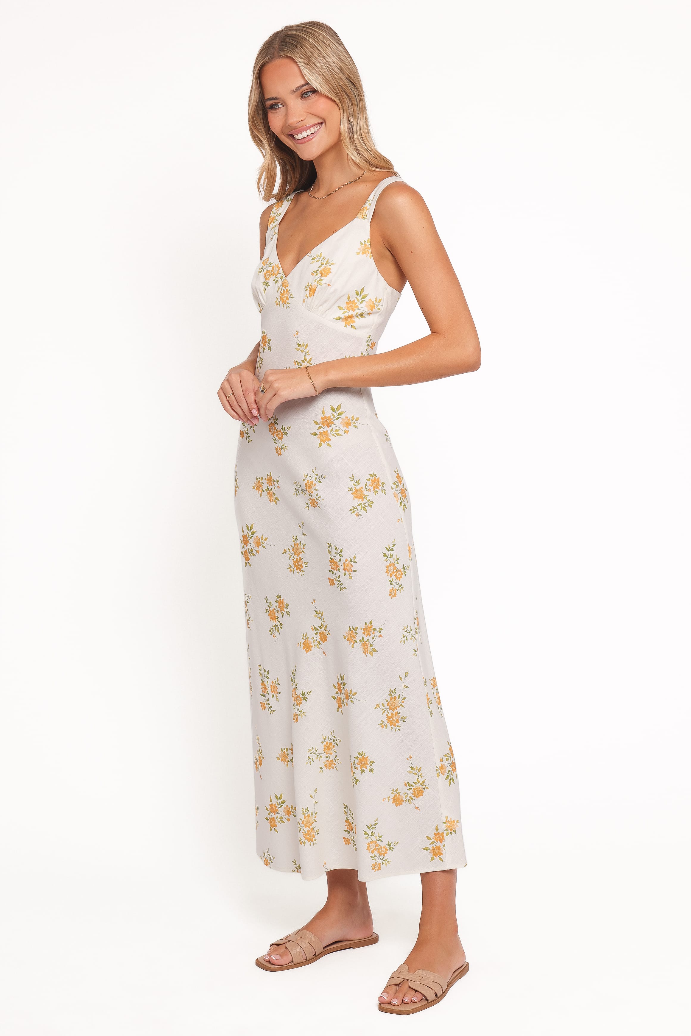 Petal and Pup USA DRESSES Zinnia Midi Dress - Yellow Floral