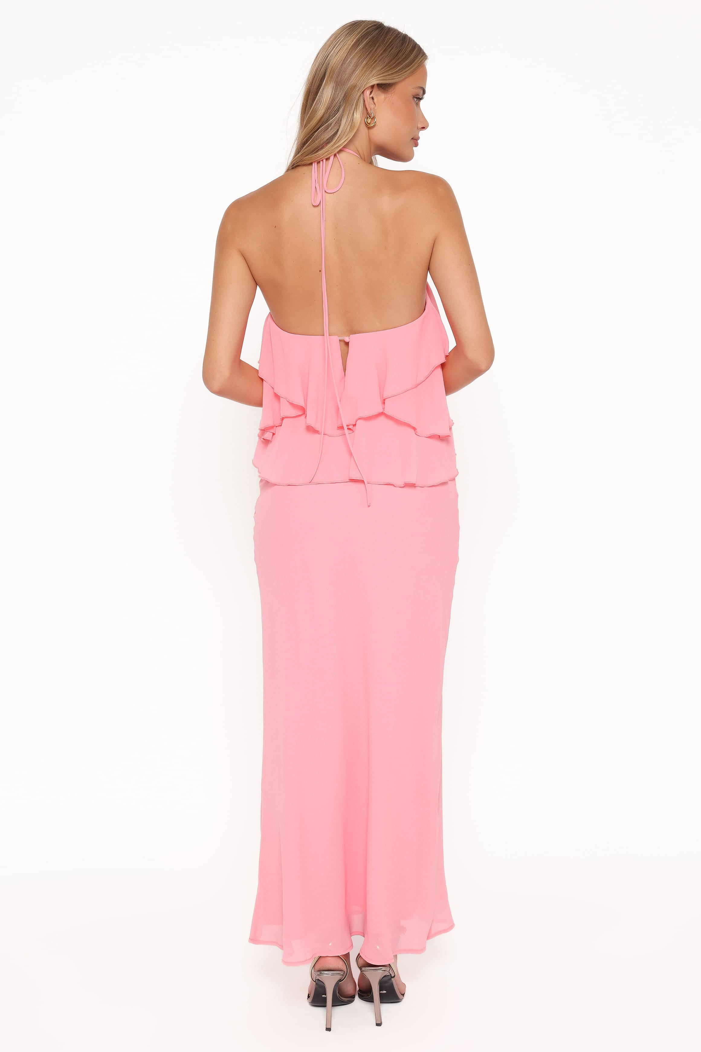 Petal and Pup USA DRESSES Zorina Halterneck Maxi Dress - Coral