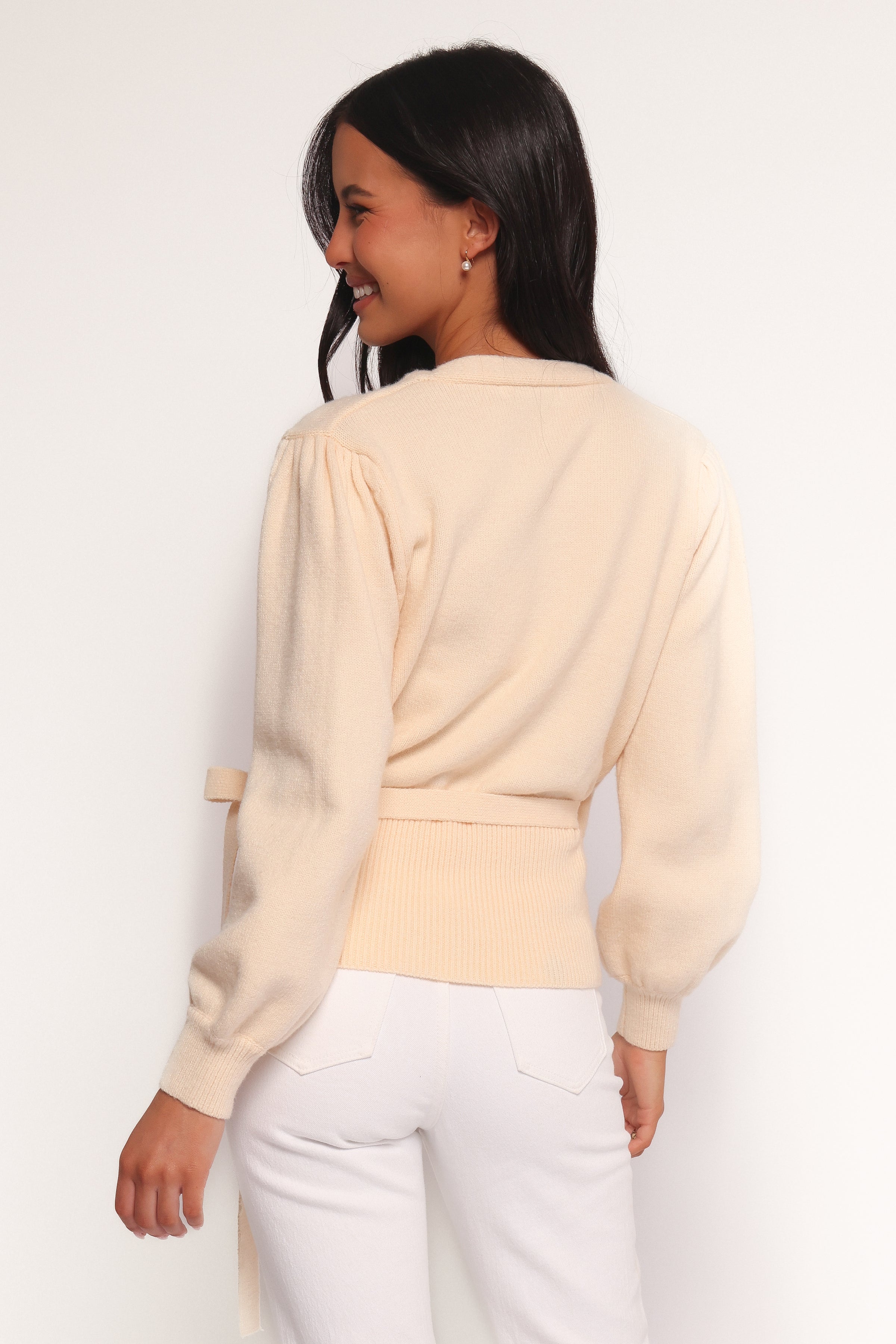 Petal and Pup USA KNITWEAR Abbey Ballet Wrap Cardigan - Cream