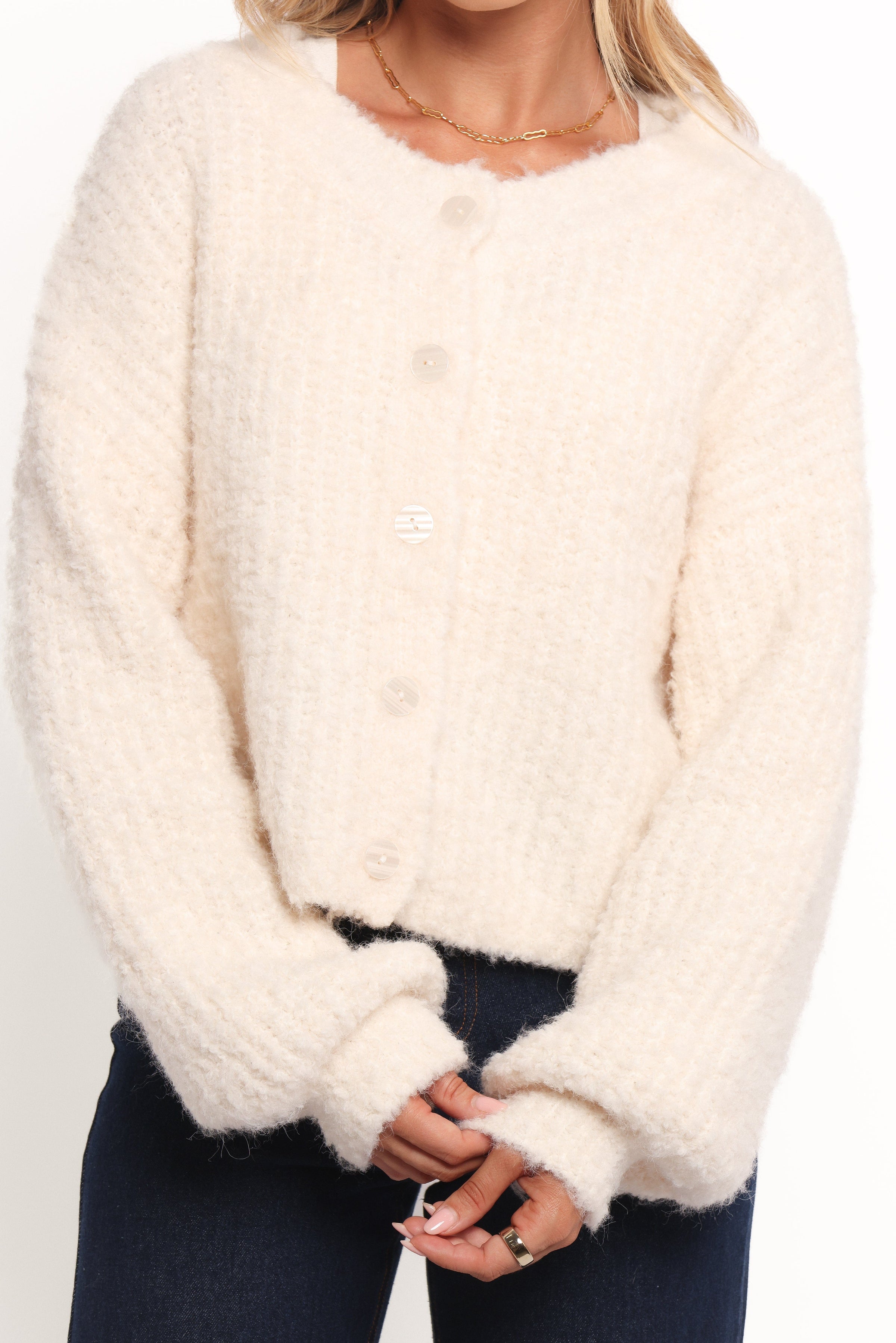 Petal and Pup USA KNITWEAR Albertine Cardigan - White