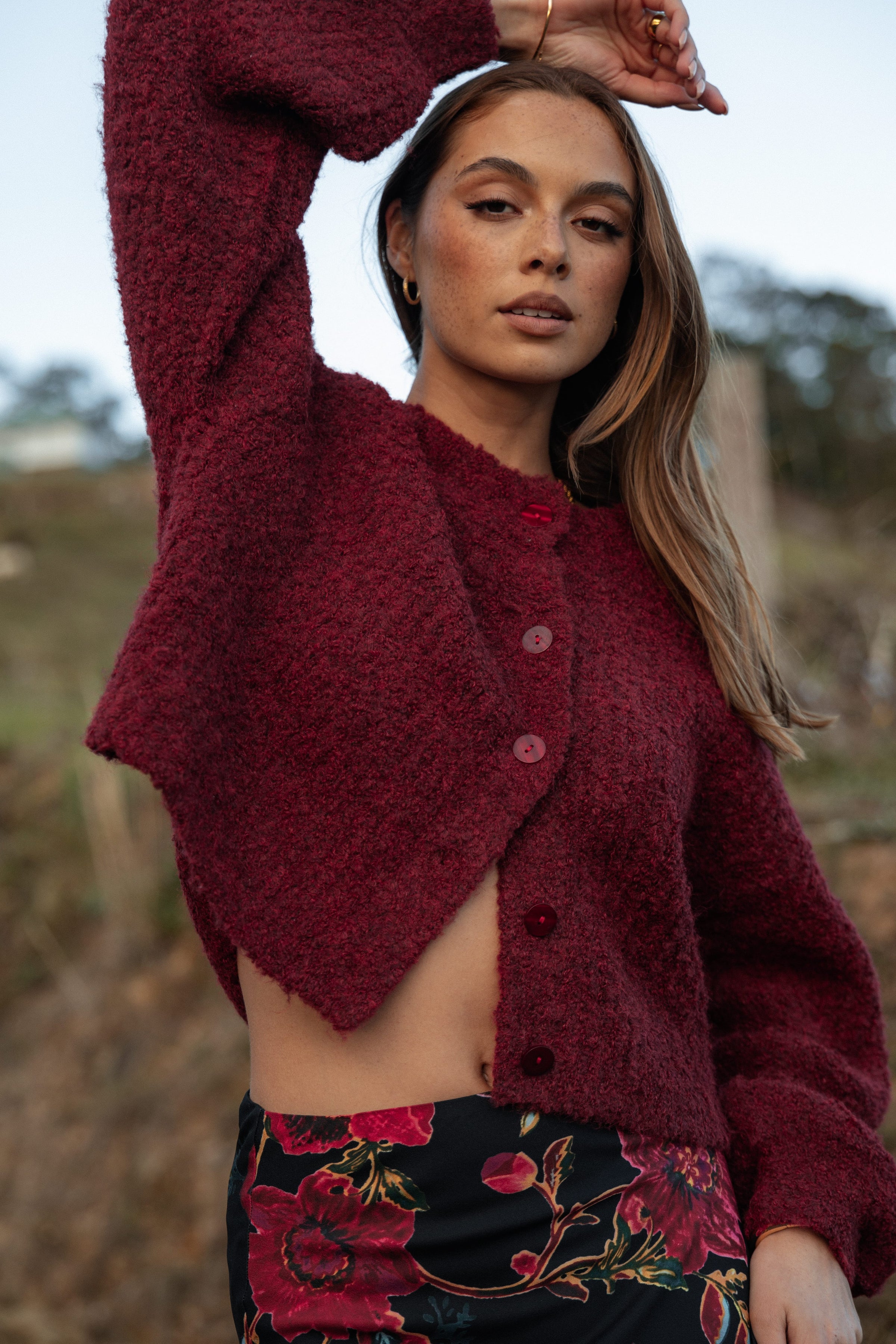 Petal and Pup USA KNITWEAR Albertine Cardigan - Wine
