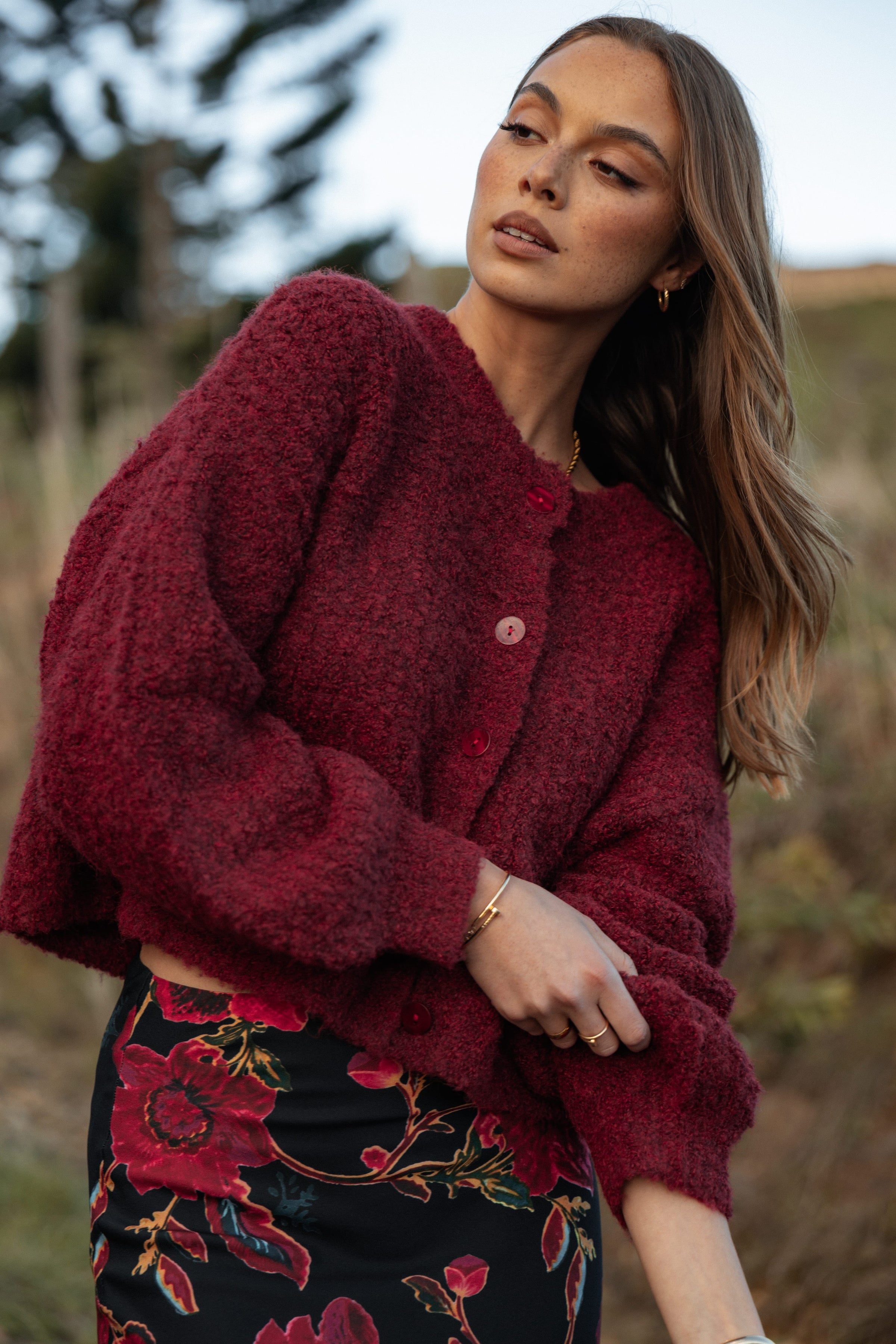 Petal and Pup USA KNITWEAR Albertine Cardigan - Wine
