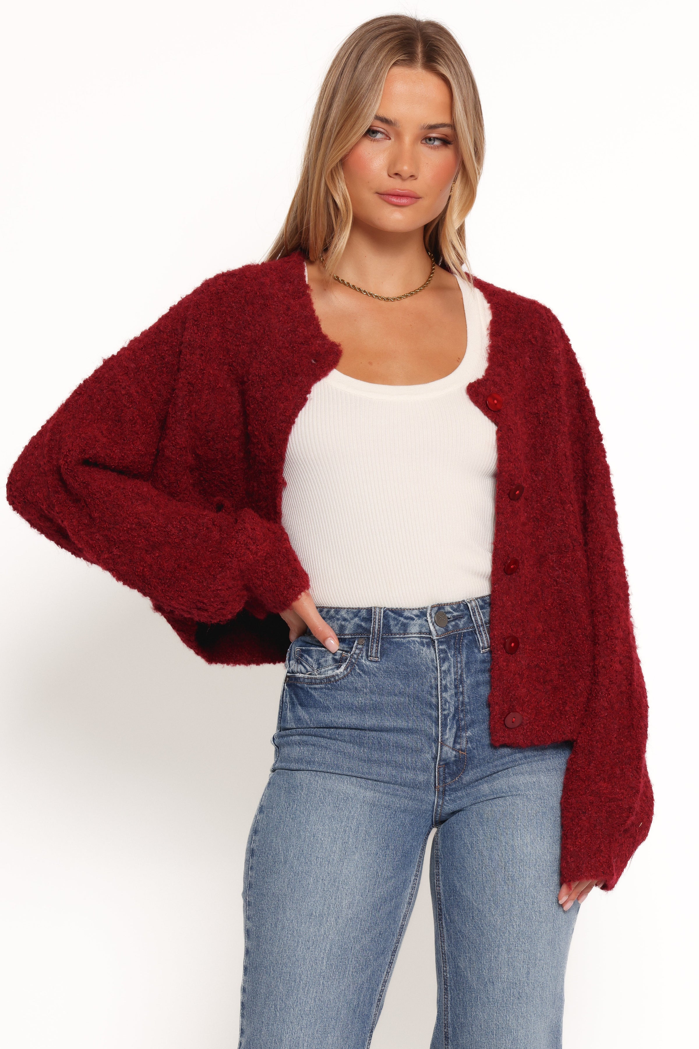 Petal and Pup USA KNITWEAR Albertine Cardigan - Wine