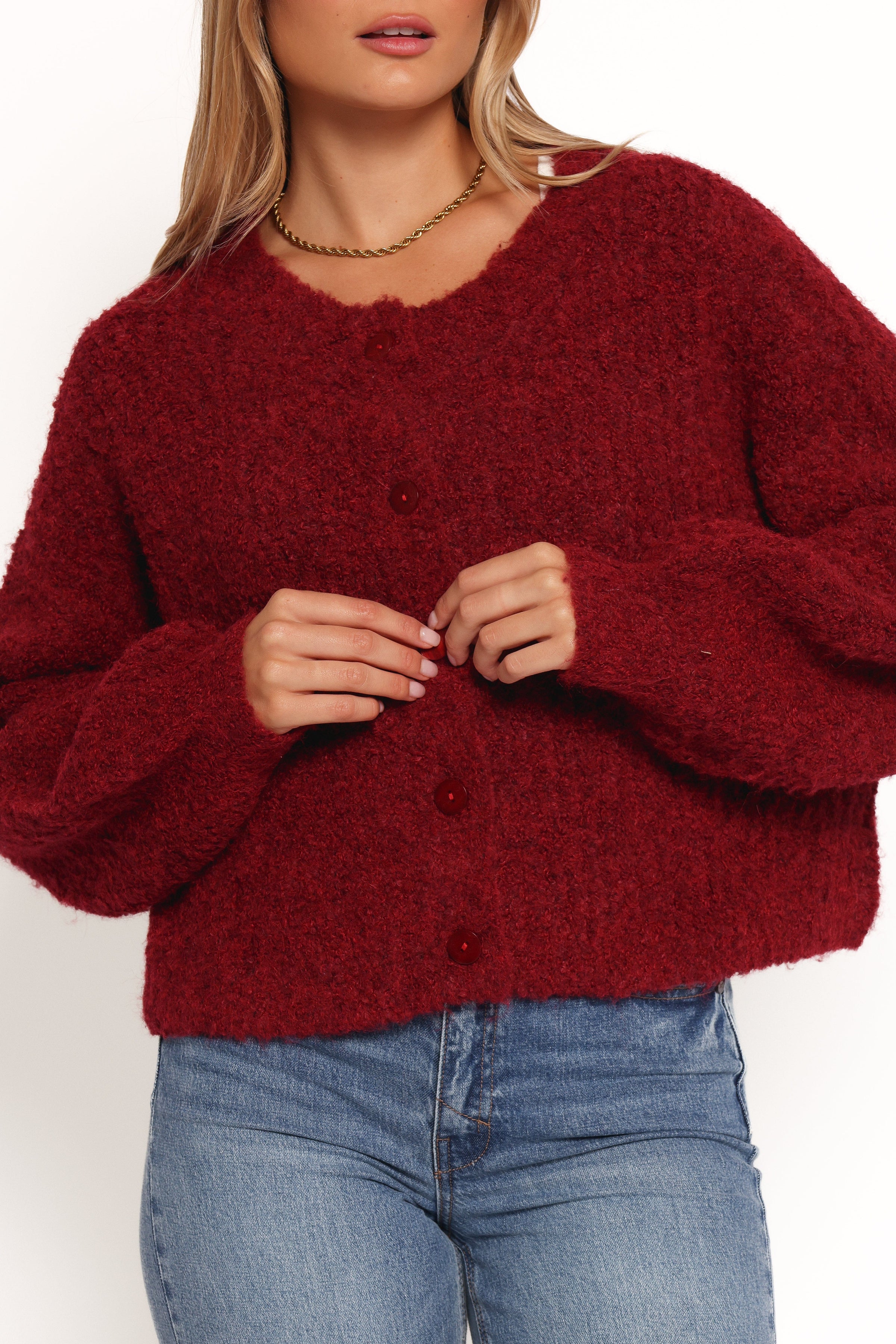 Petal and Pup USA KNITWEAR Albertine Cardigan - Wine