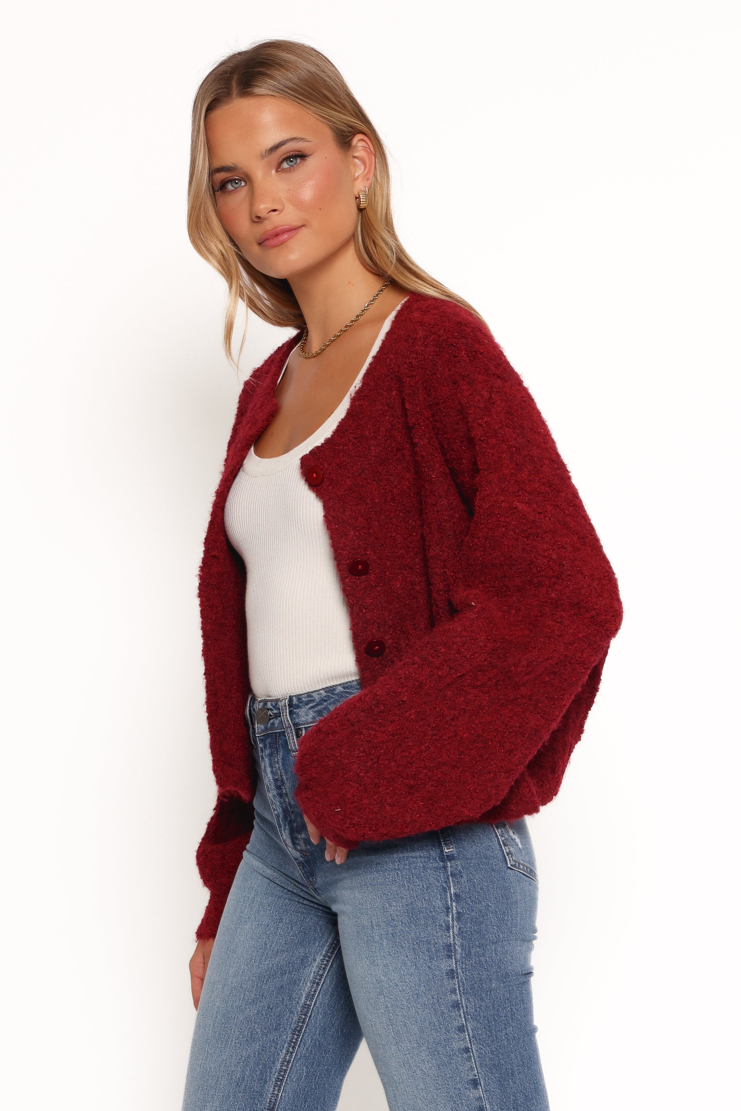 Petal and Pup USA KNITWEAR Albertine Cardigan - Wine