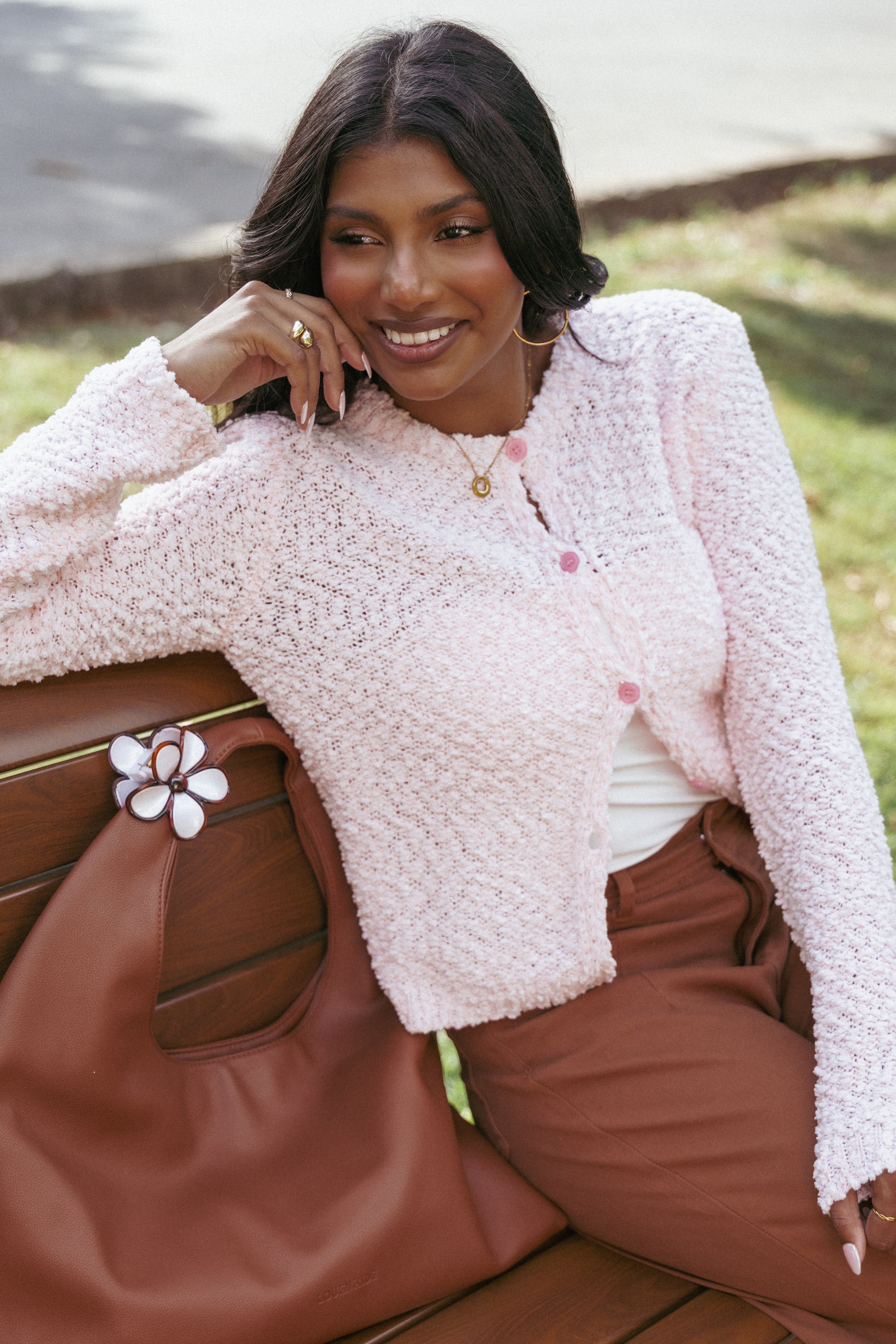 Petal and Pup USA KNITWEAR Ally Texture Cardigan - Pink