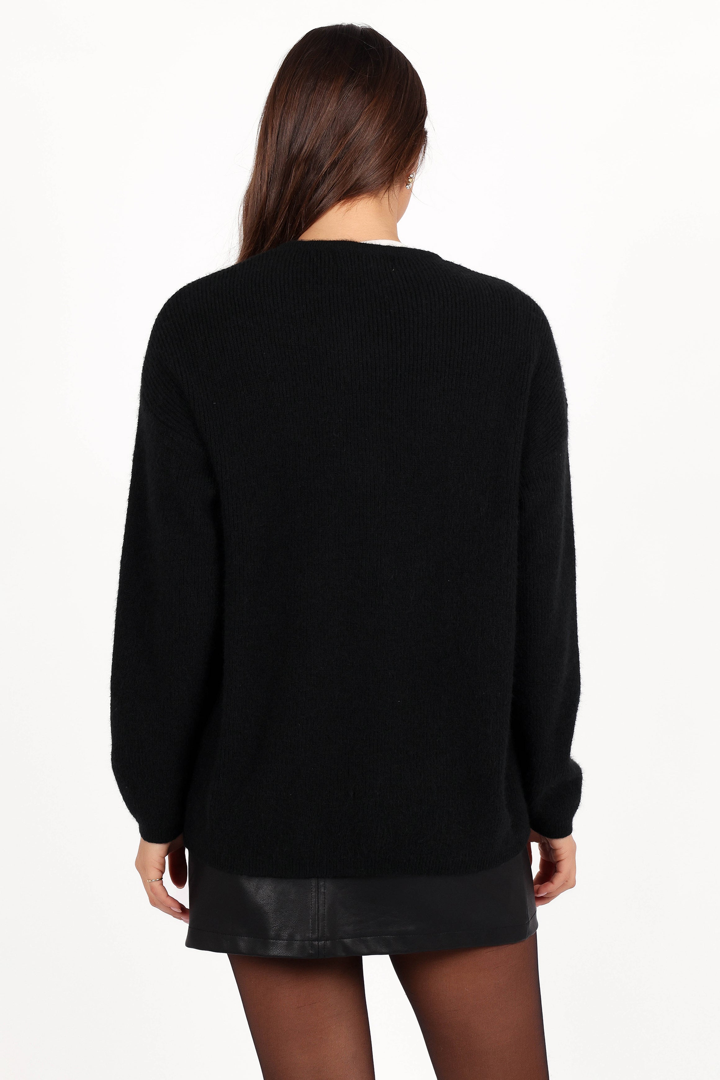 Petal and Pup USA KNITWEAR Astor Classic Button Up Cardigan - Black