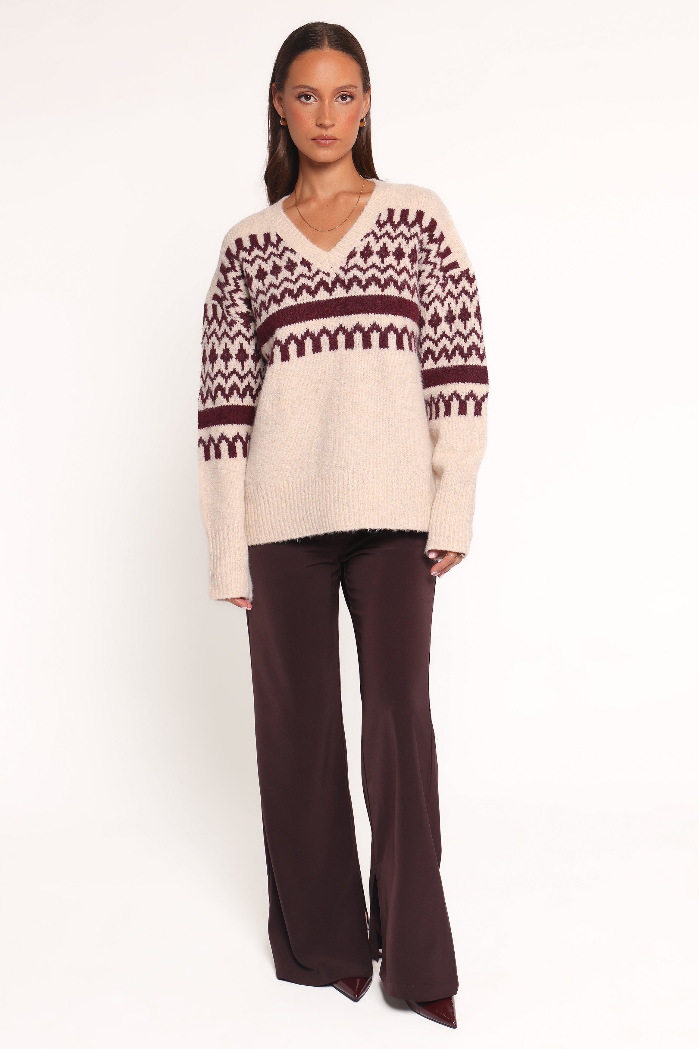 Petal and Pup USA KNITWEAR Astrid Sweater - Beige Cherry - DO NOT SET LIVE