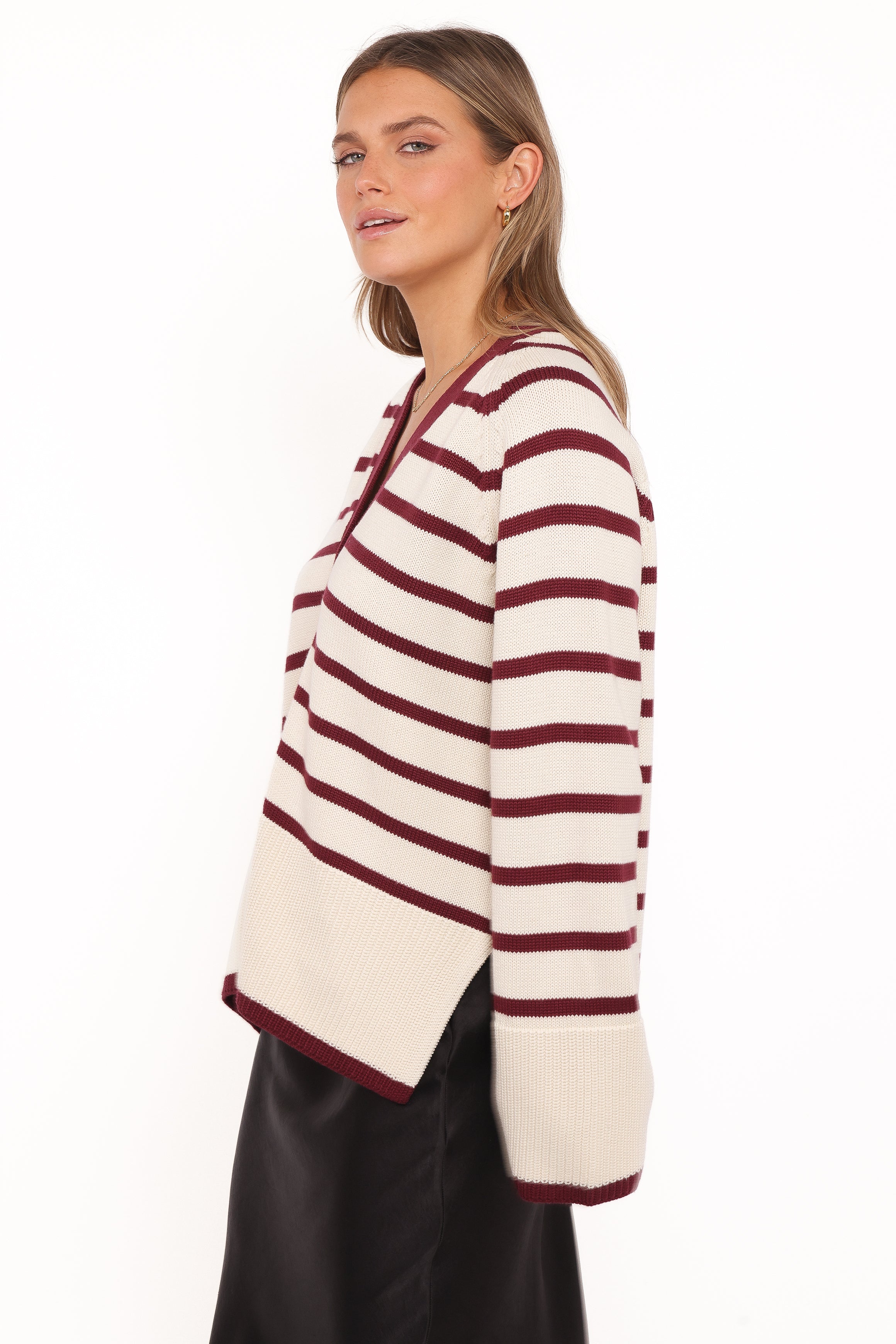 Petal and Pup USA KNITWEAR Aydee Cardigan - Cherry Stripe