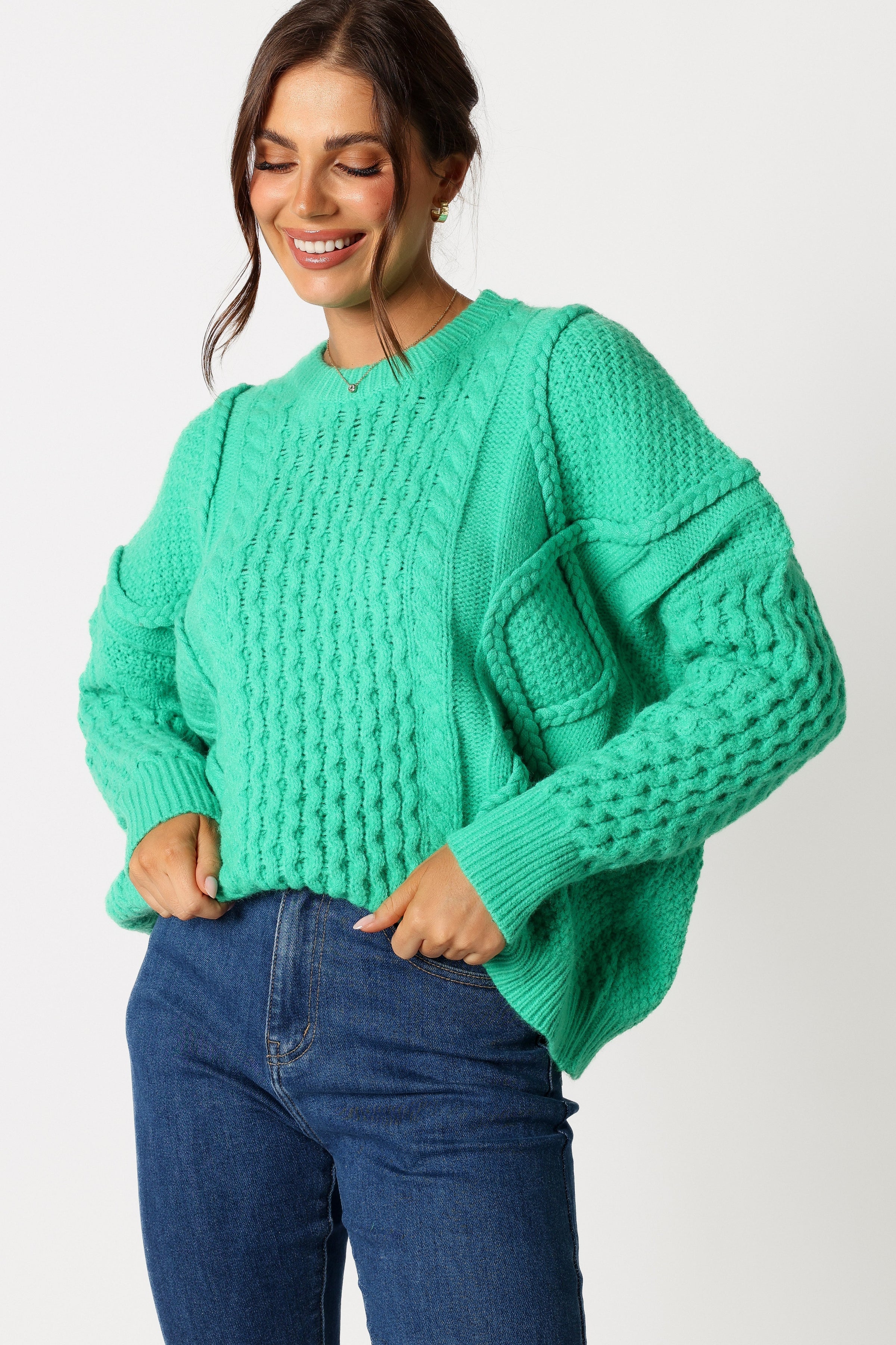 Petal and Pup USA KNITWEAR Bentley Knit Sweater - Green