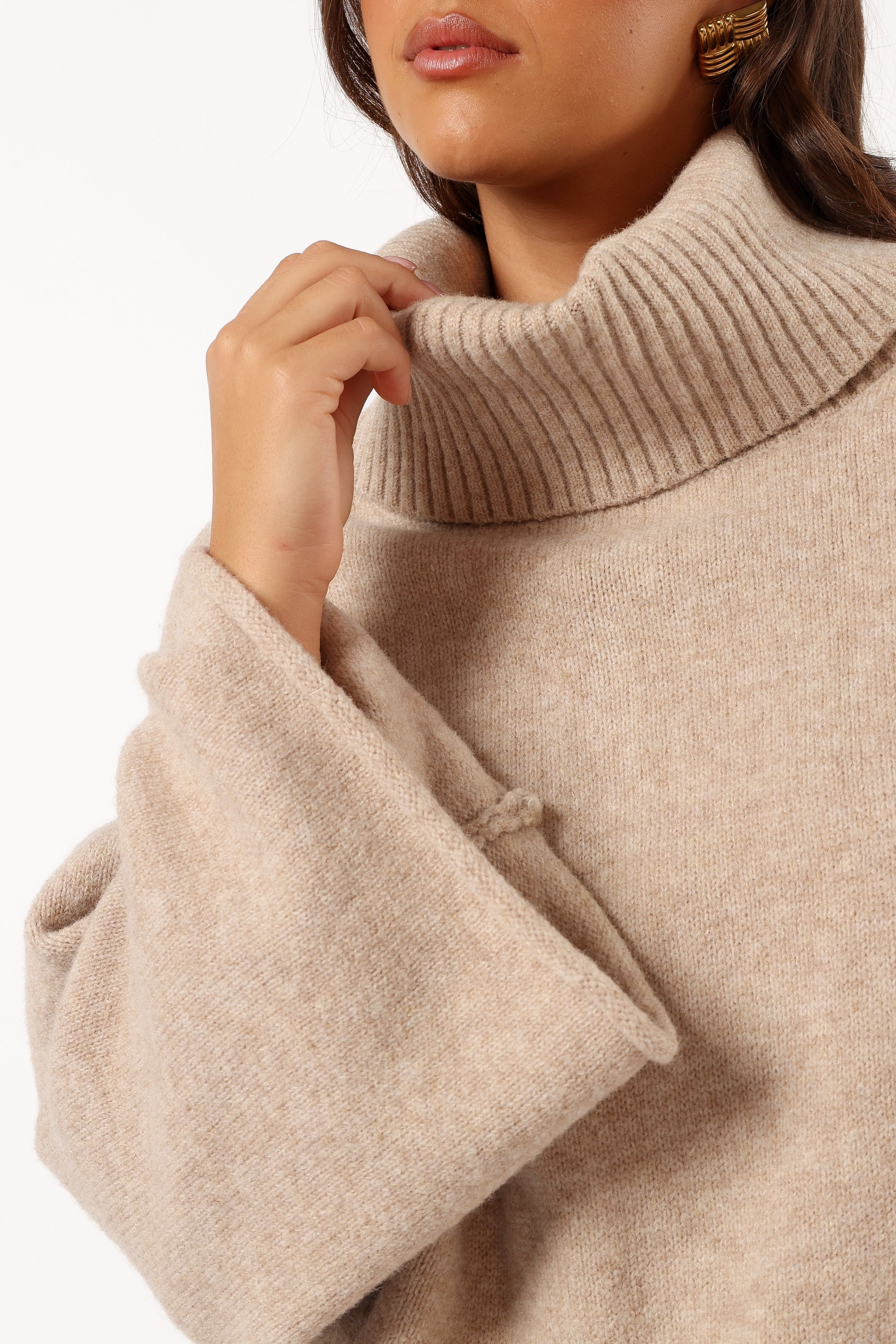 Petal and Pup USA KNITWEAR Bindy Cowlneck Knit Sweater - Oatmeal