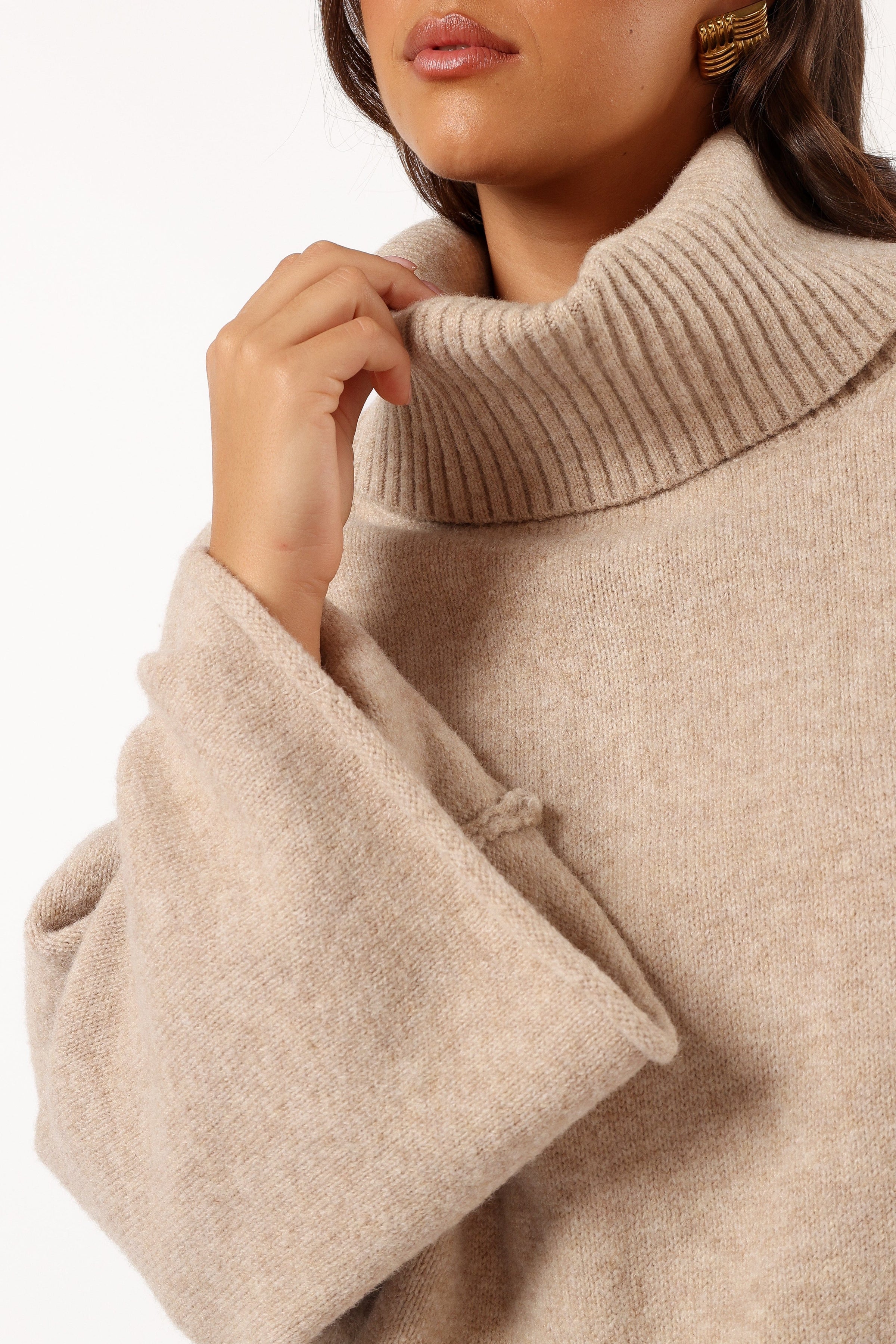 Petal and Pup USA KNITWEAR Bindy Cowlneck Knit Sweater - Oatmeal