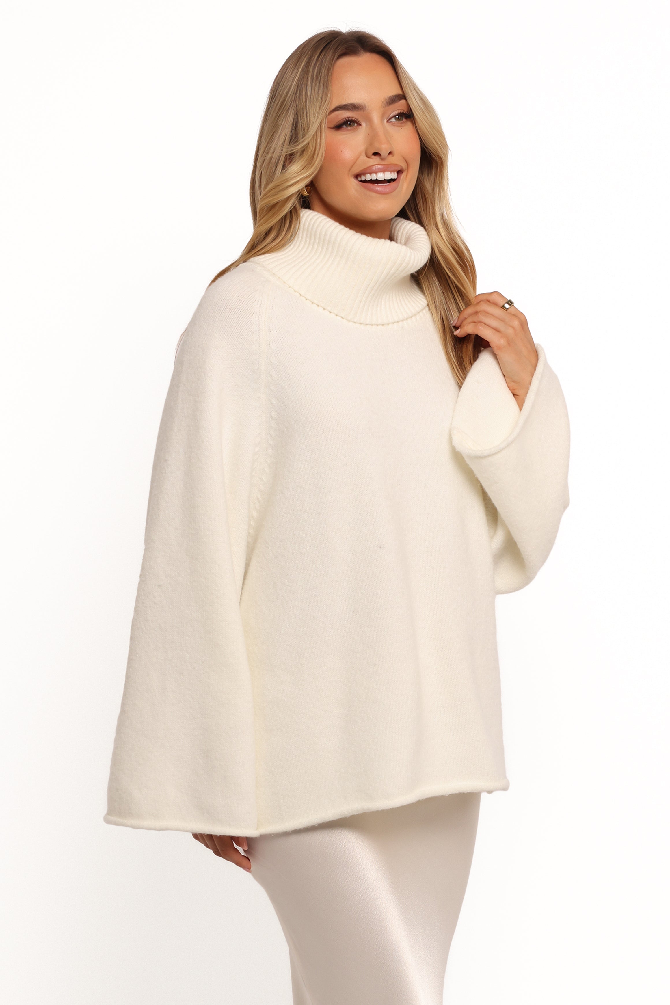 Petal and Pup USA KNITWEAR Bindy Cowlneck Knit Sweater - White