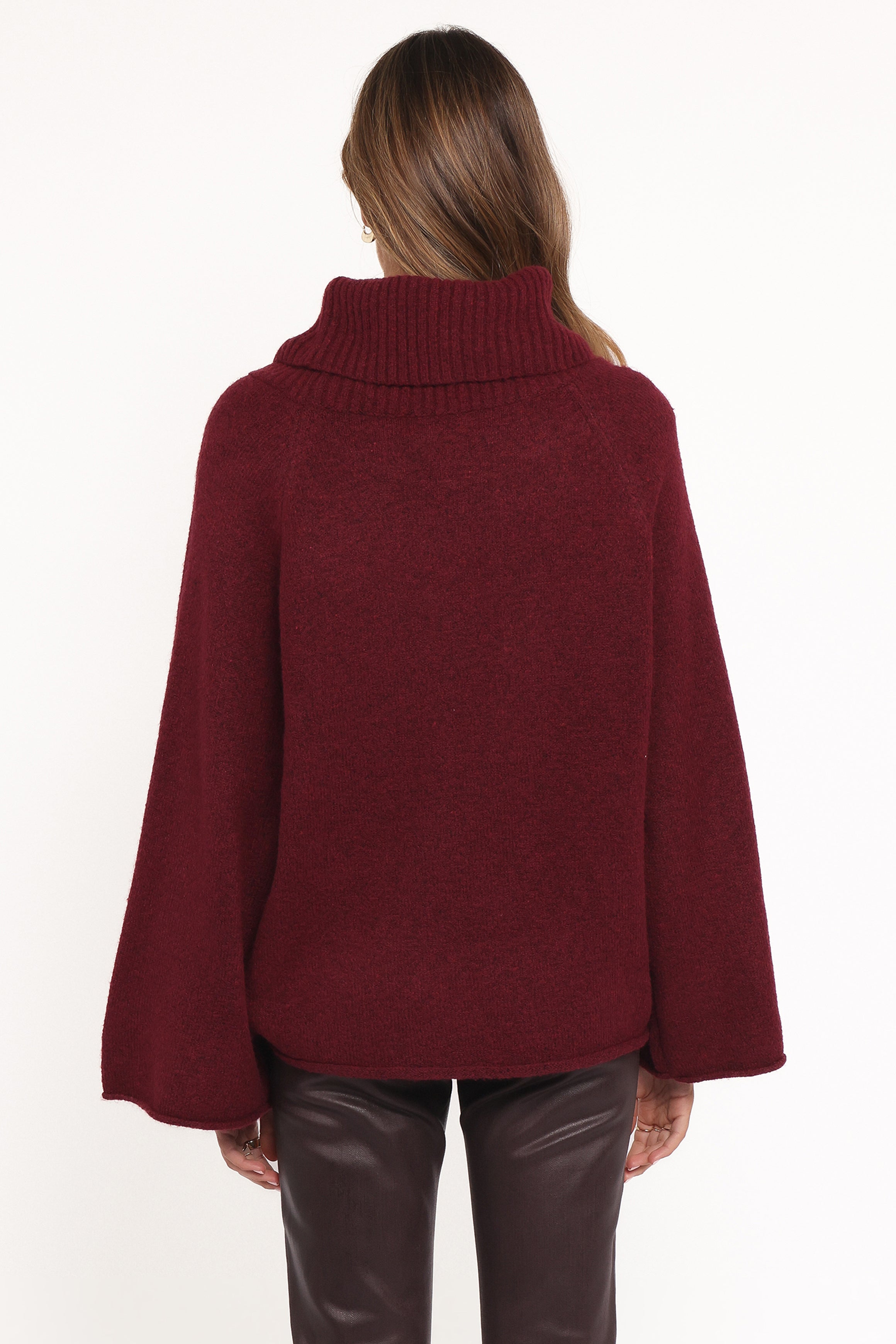 Petal and Pup USA KNITWEAR Bindy Cowlneck Knit Sweater - Wine