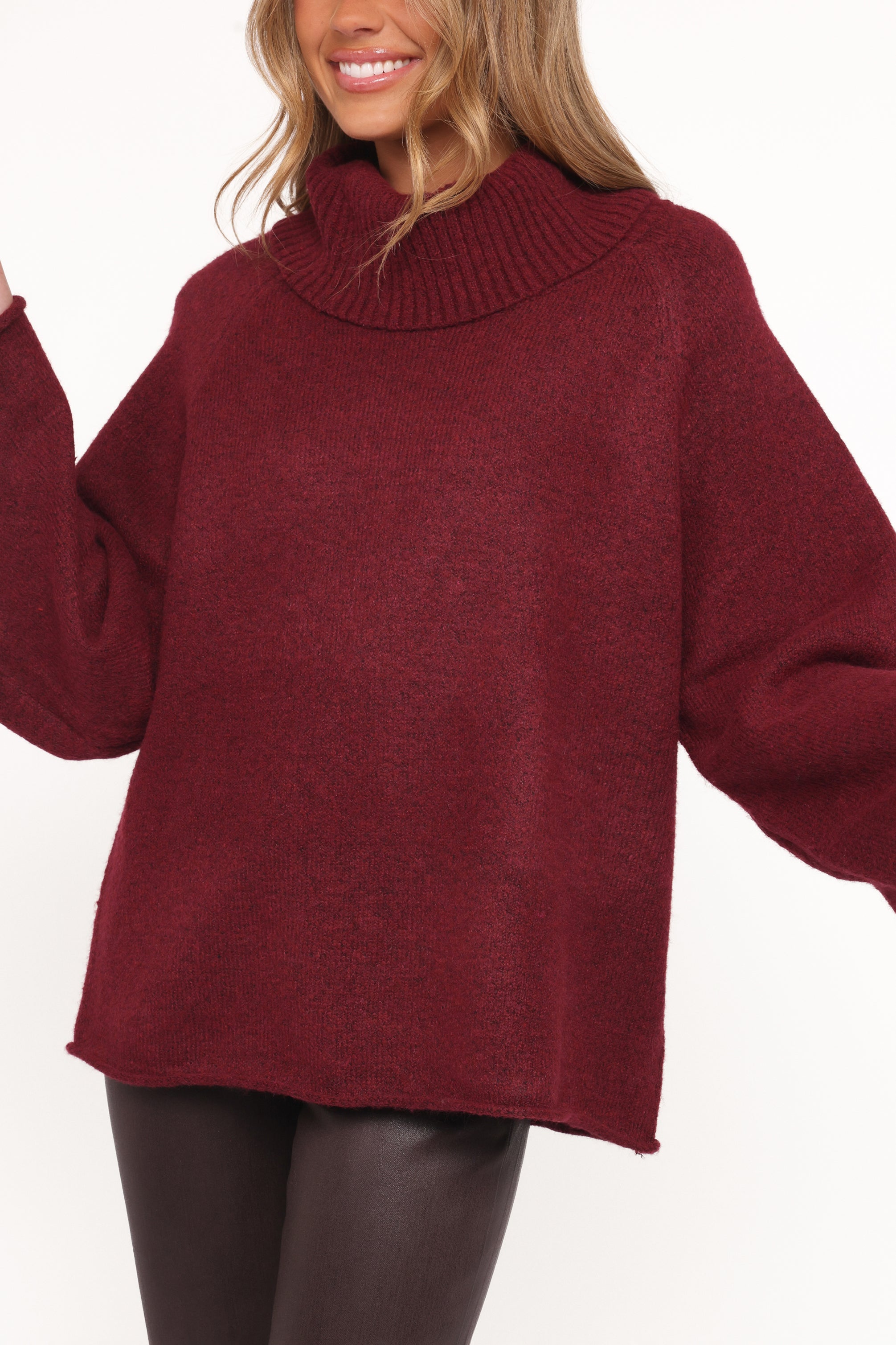 Petal and Pup USA KNITWEAR Bindy Cowlneck Knit Sweater - Wine