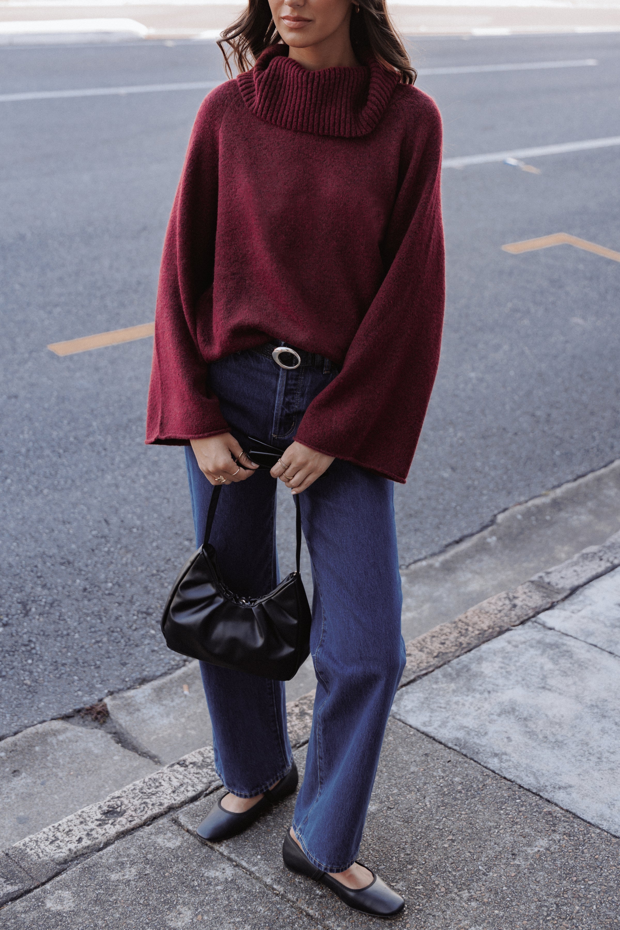 Petal and Pup USA KNITWEAR Bindy Cowlneck Knit Sweater - Wine