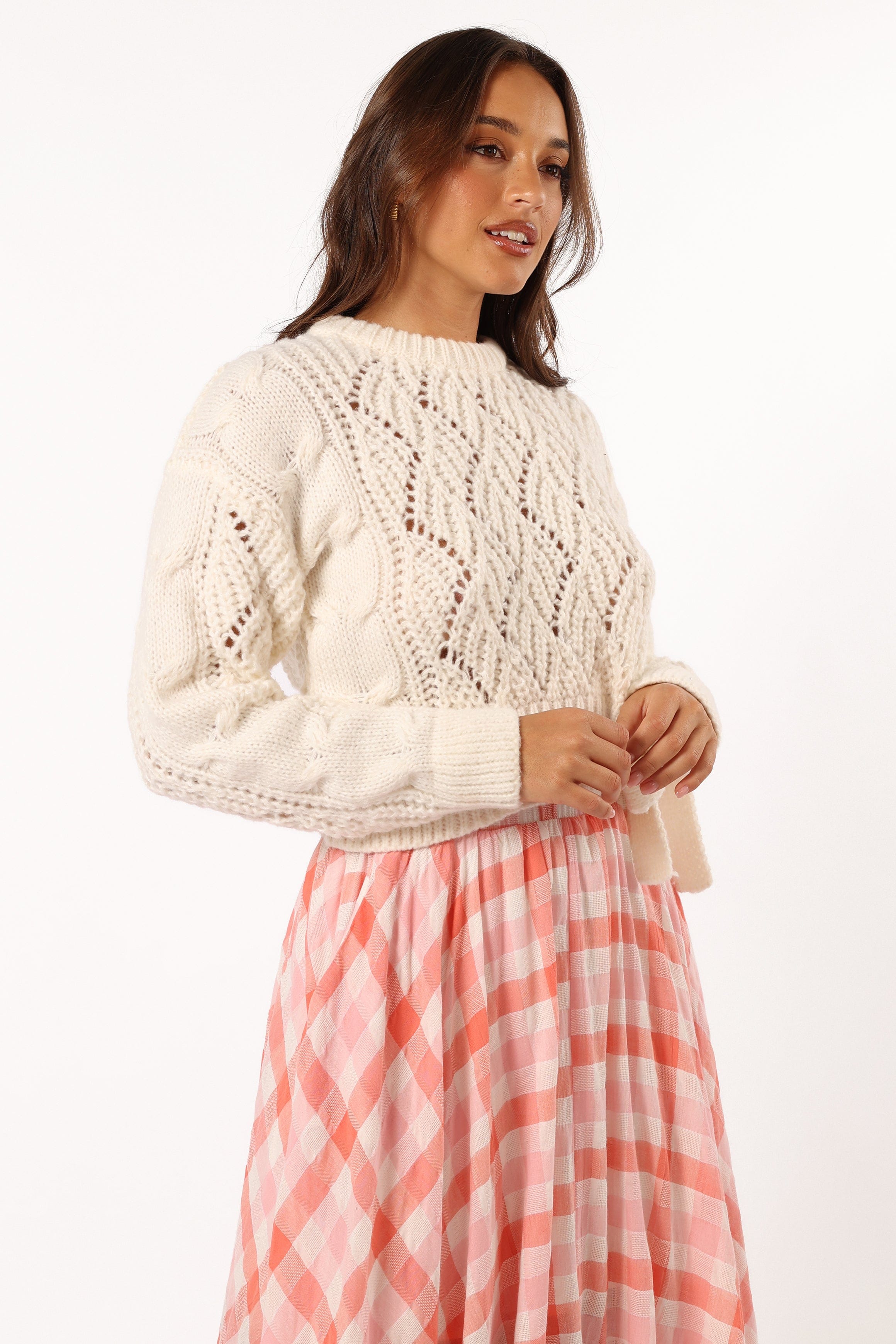 Petal and Pup USA KNITWEAR Birdie Tie Side Knit Sweater - Cream