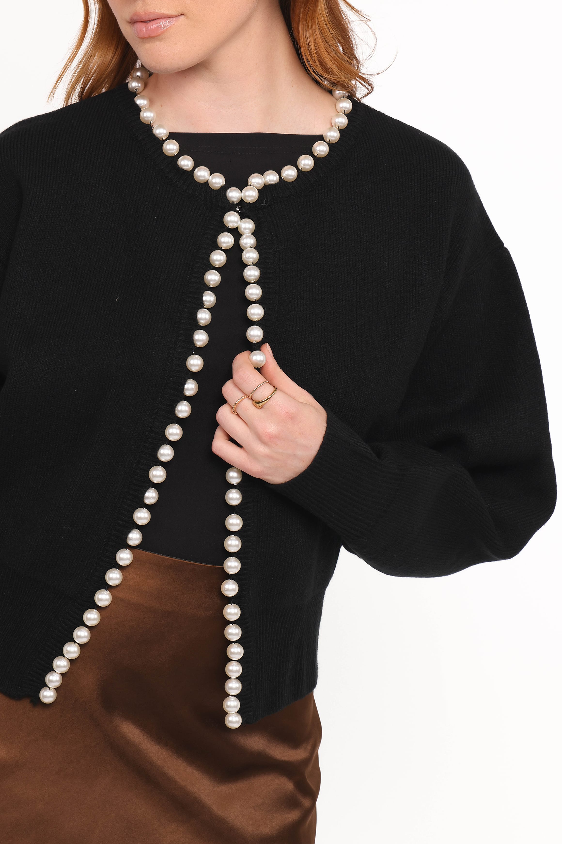 Petal and Pup USA KNITWEAR Bloom Pearl Knit Cardigan - Black
