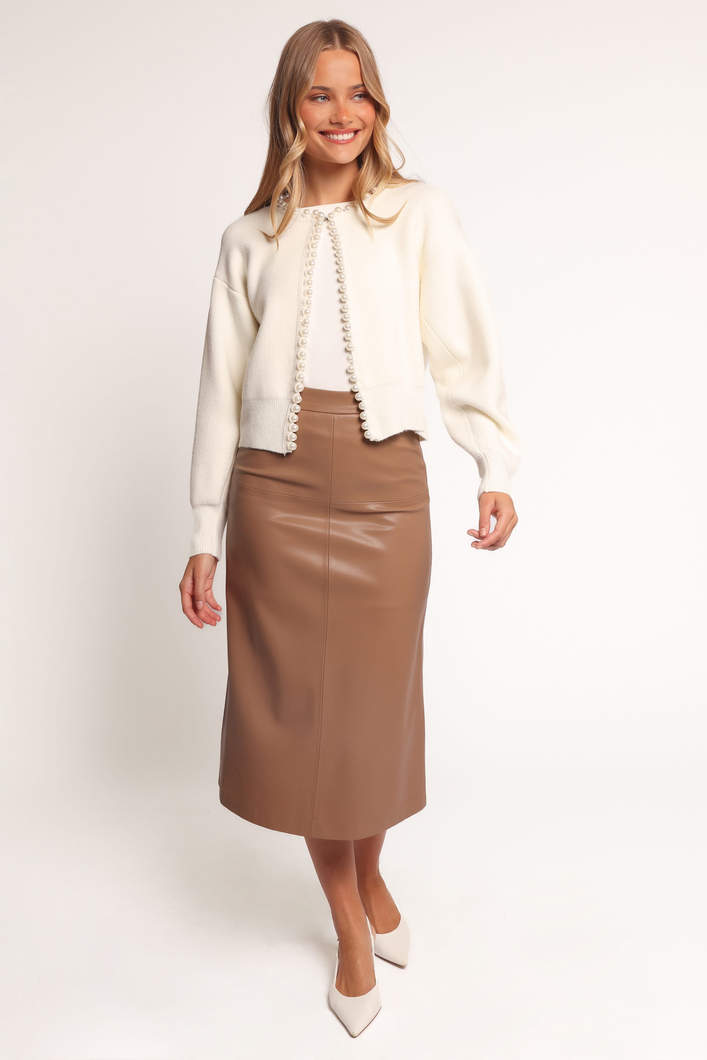 Petal and Pup USA KNITWEAR Bloom Pearl Knit Cardigan - Cream