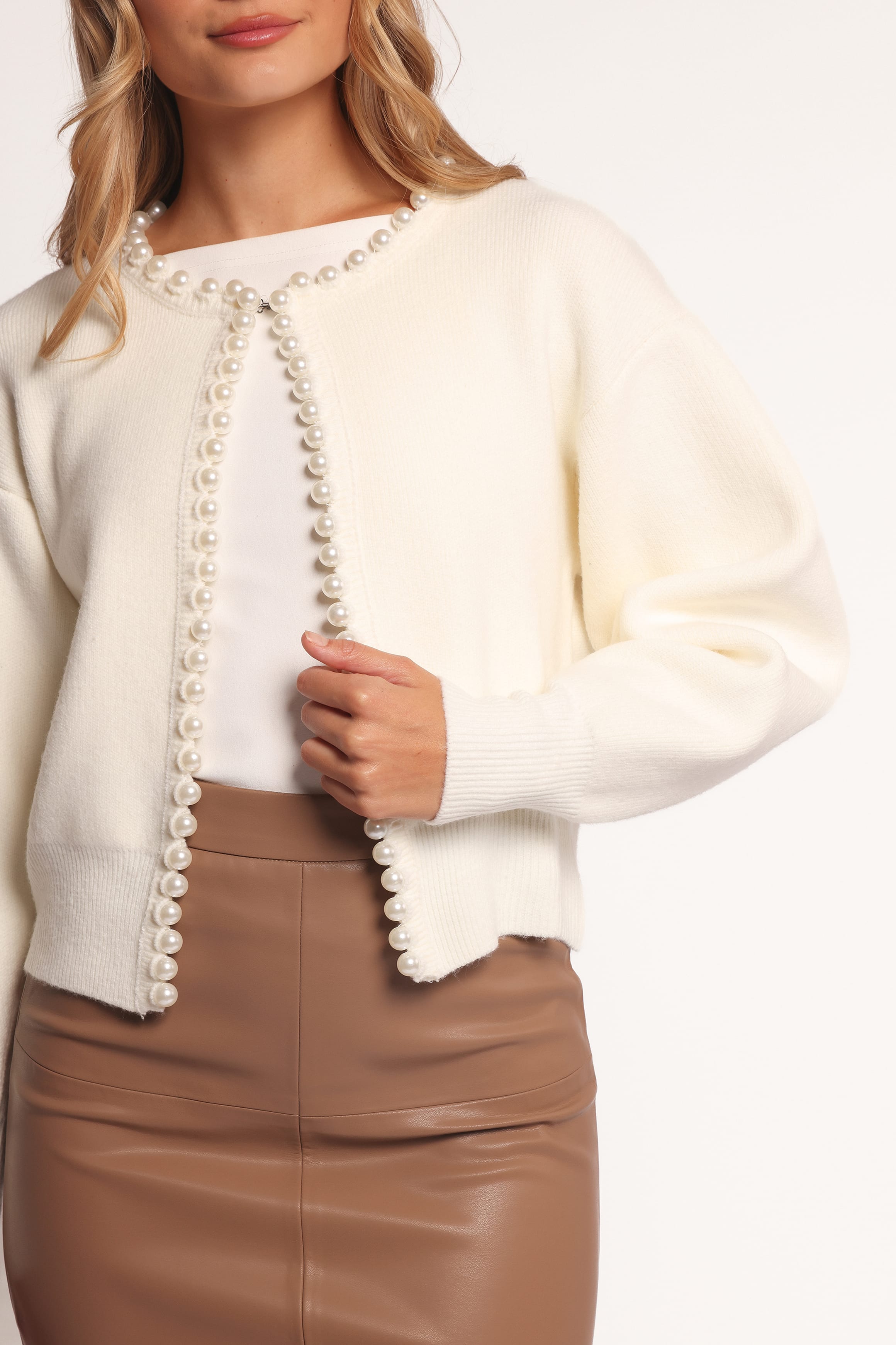 Petal and Pup USA KNITWEAR Bloom Pearl Knit Cardigan - Cream