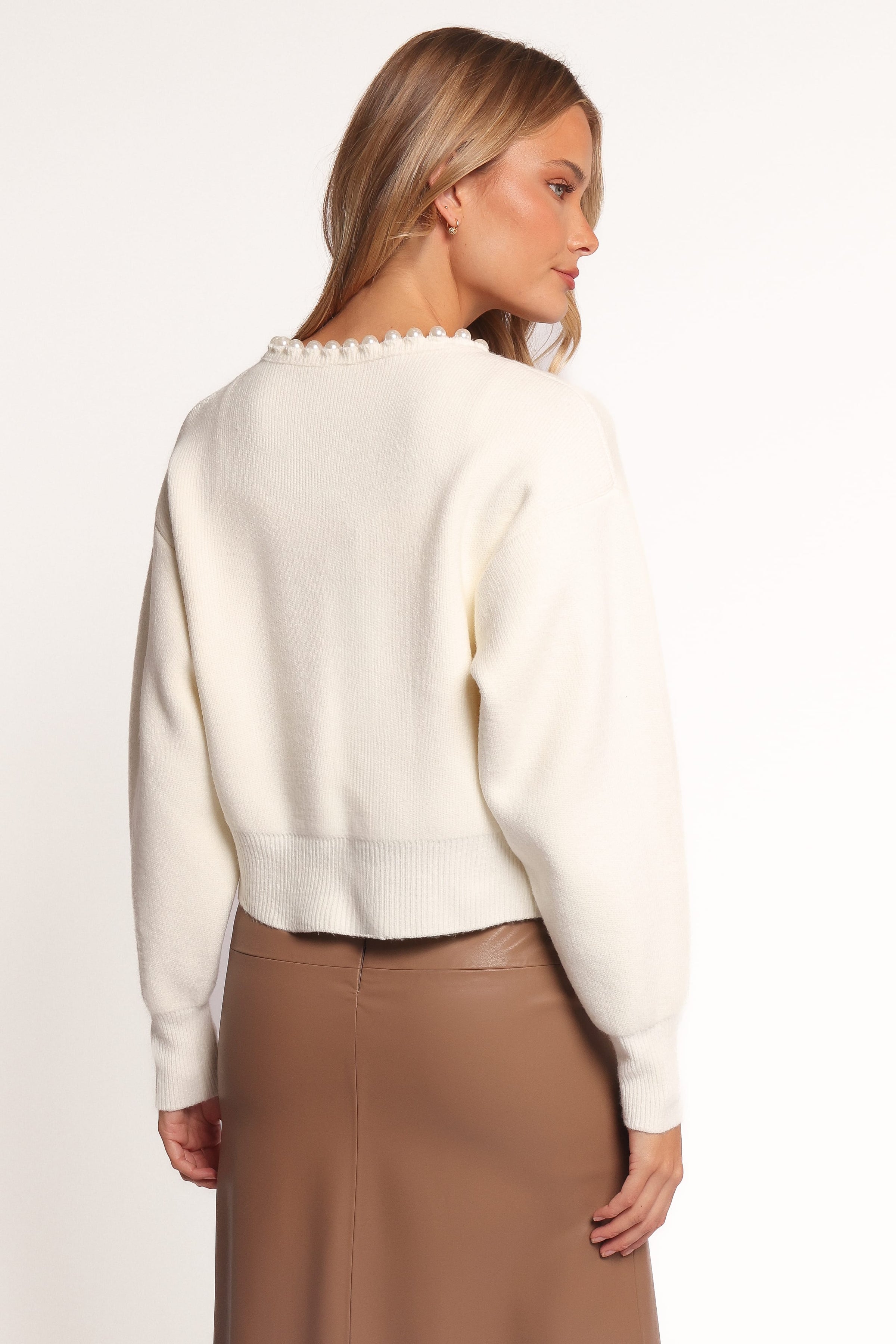 Petal and Pup USA KNITWEAR Bloom Pearl Knit Cardigan - Cream