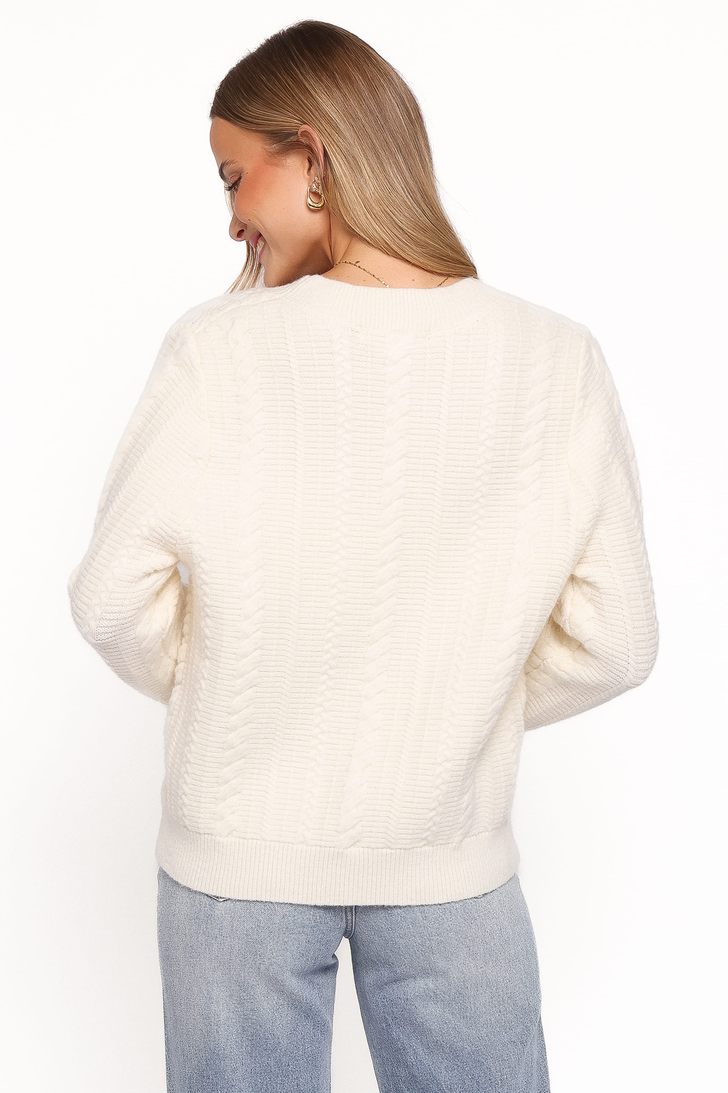 Petal and Pup USA KNITWEAR Bree Velvet Bow Cardigan - Cream