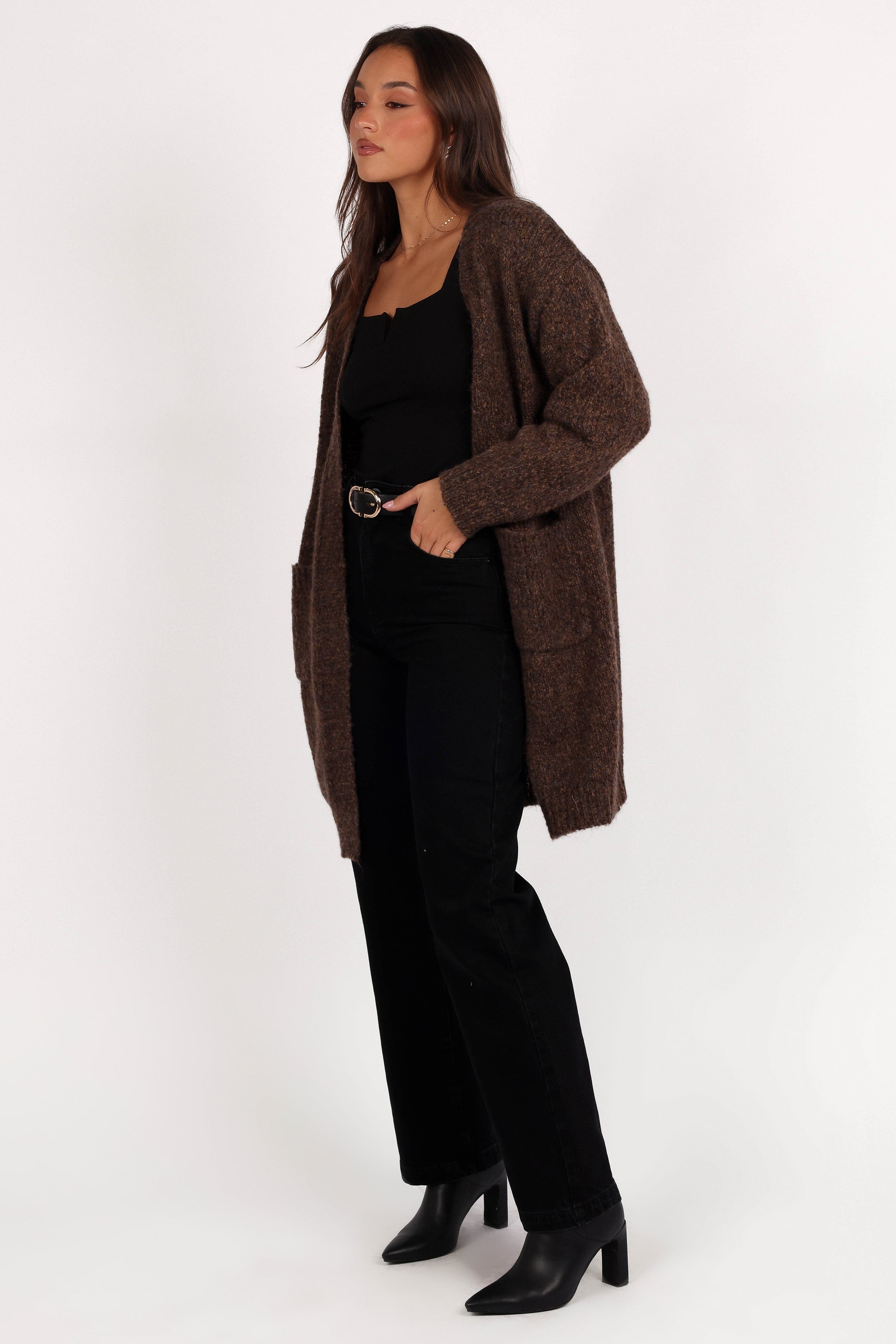 Petal and Pup USA KNITWEAR Callan Long Cardigan - Brown