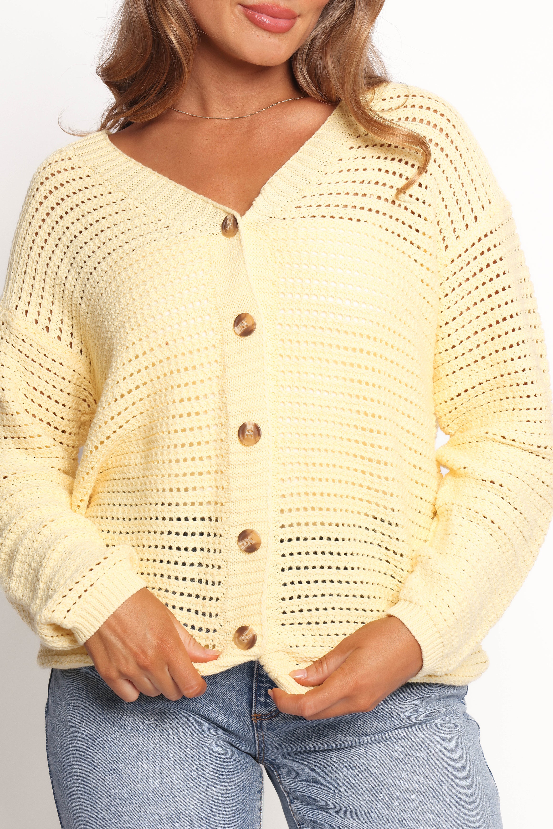 Petal and Pup USA KNITWEAR Carrie Button Front Cardigan - Yellow