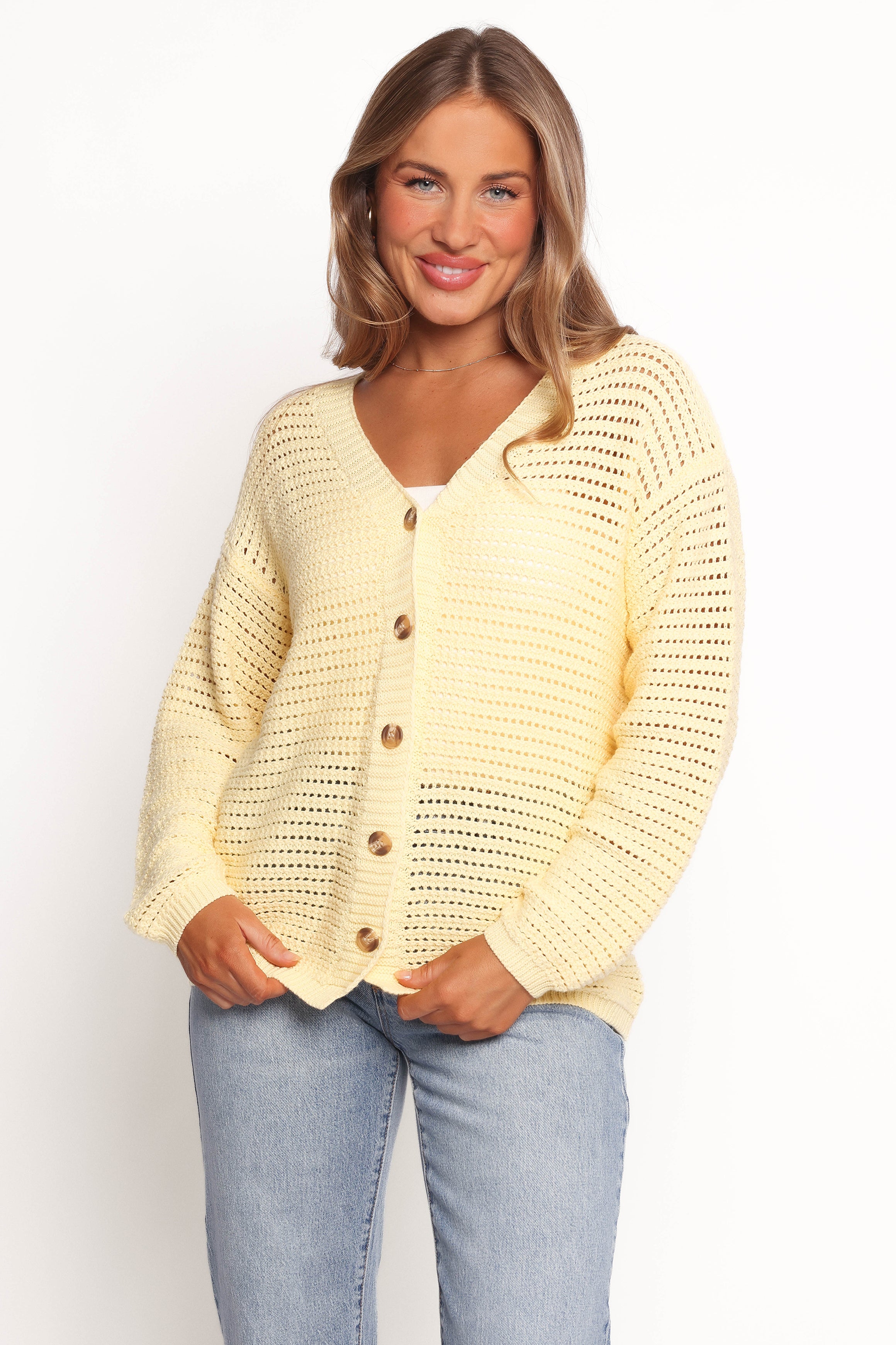 Petal and Pup USA KNITWEAR Carrie Button Front Cardigan - Yellow