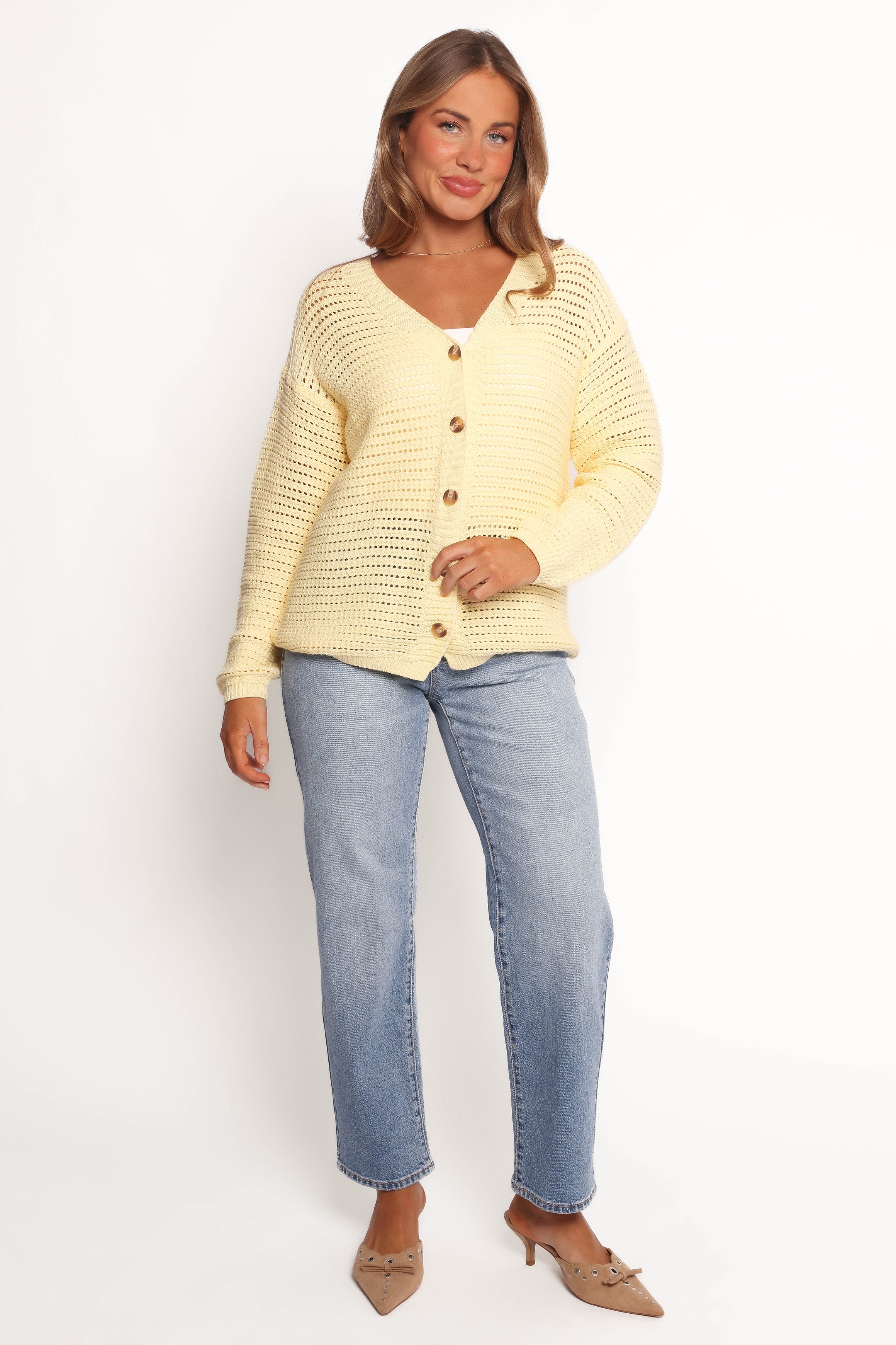 Petal and Pup USA KNITWEAR Carrie Button Front Cardigan - Yellow