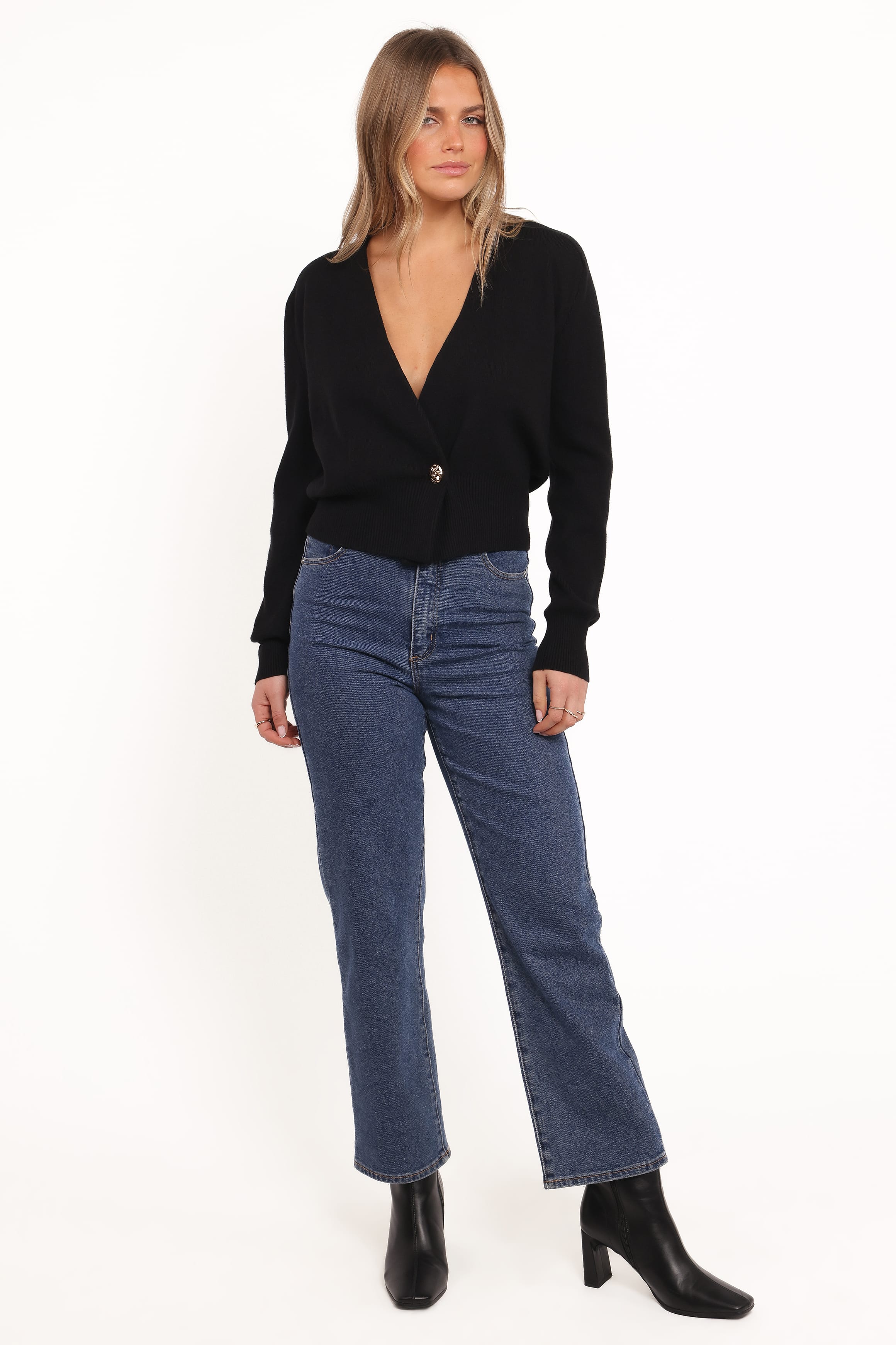 Petal and Pup USA KNITWEAR Caterina Button Cardigan - Black