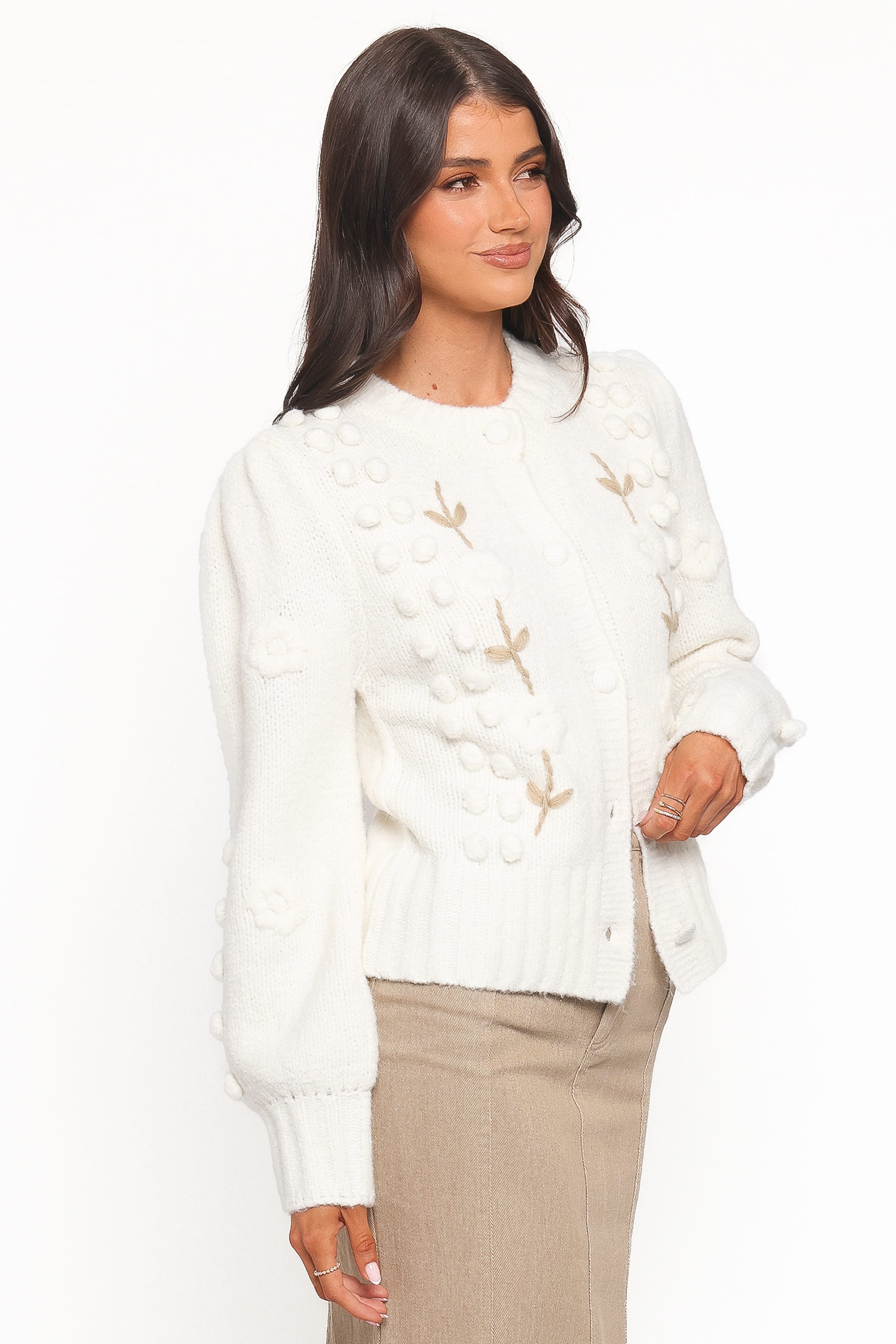 Petal and Pup USA KNITWEAR Cleo Floral Cardigan - Cream