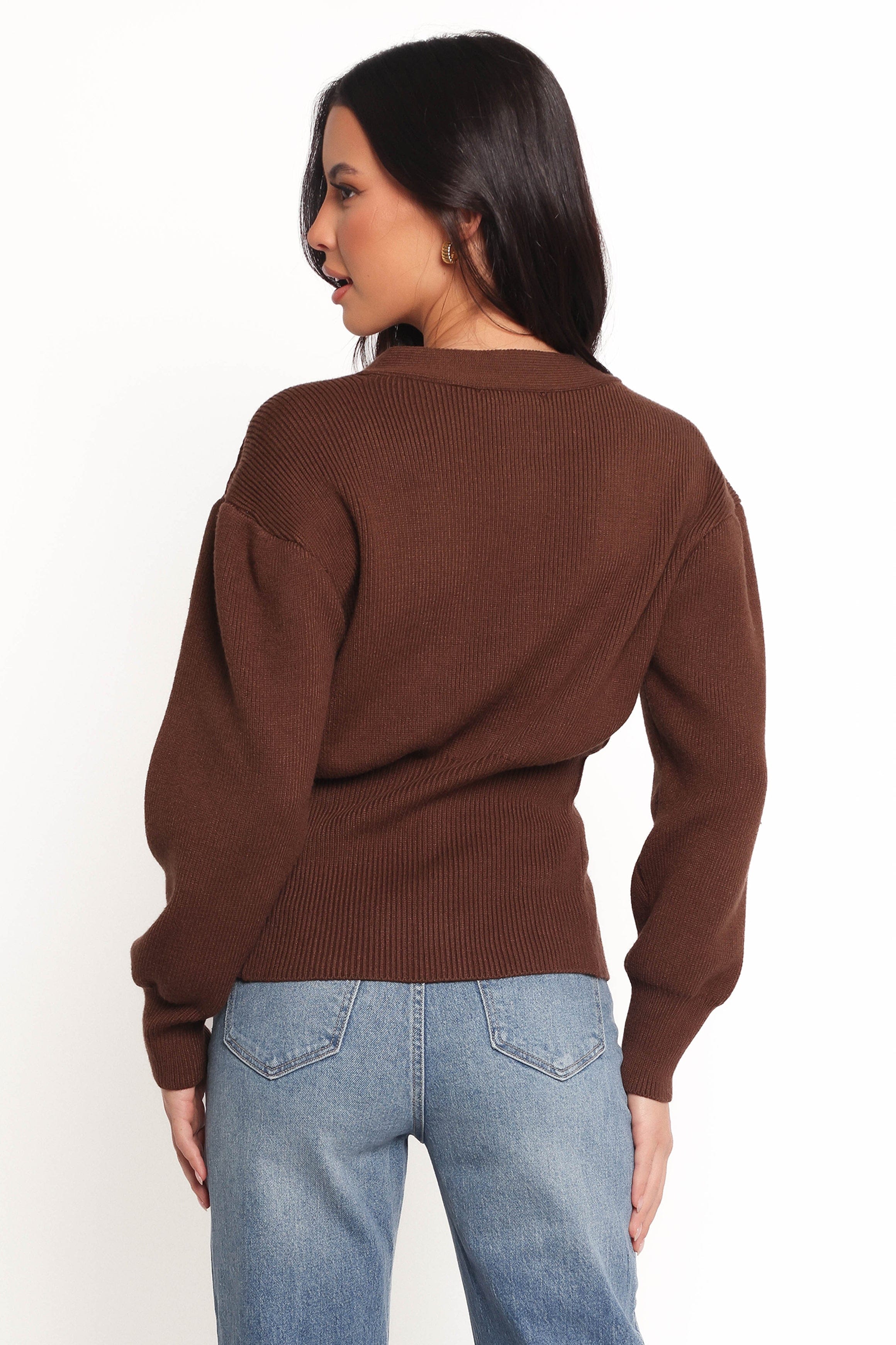 Petal and Pup USA KNITWEAR Cyrelle Single Button Cardigan - Brown