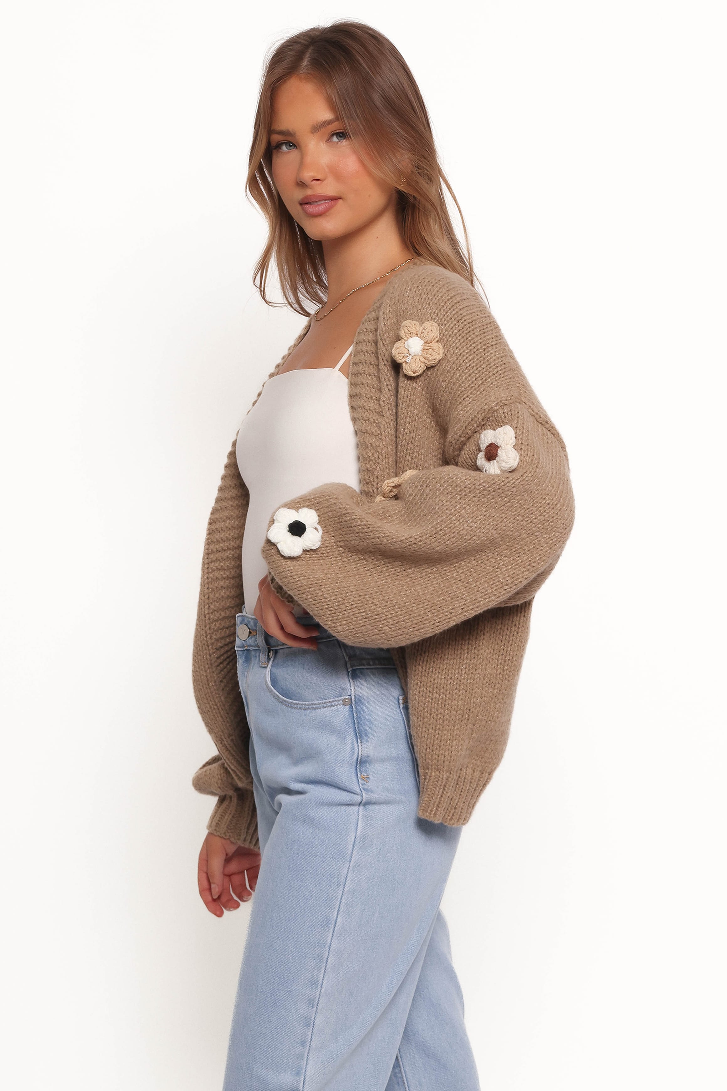 Petal and Pup USA KNITWEAR Delaro Flower Cardigan - Brown