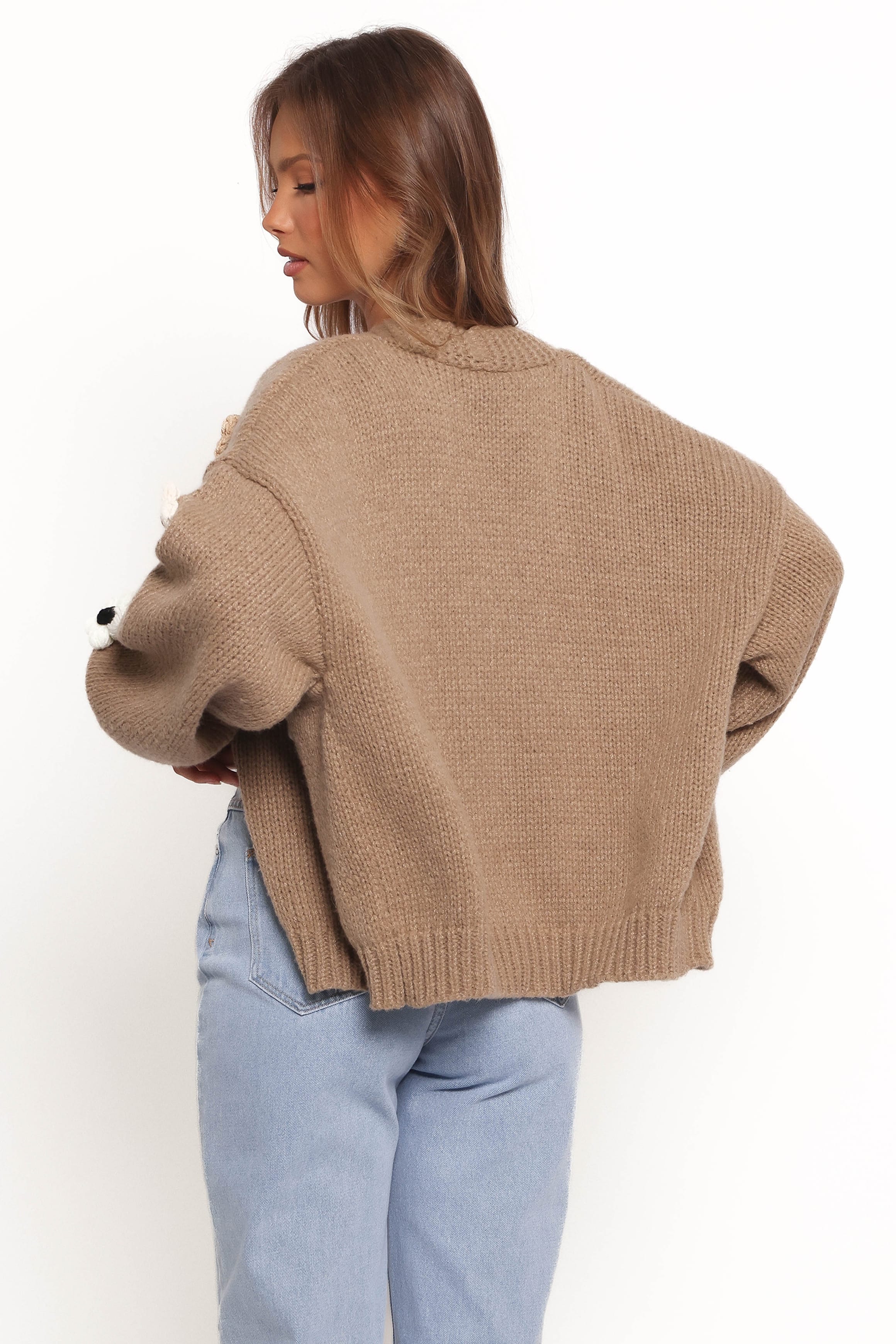 Petal and Pup USA KNITWEAR Delaro Flower Cardigan - Brown