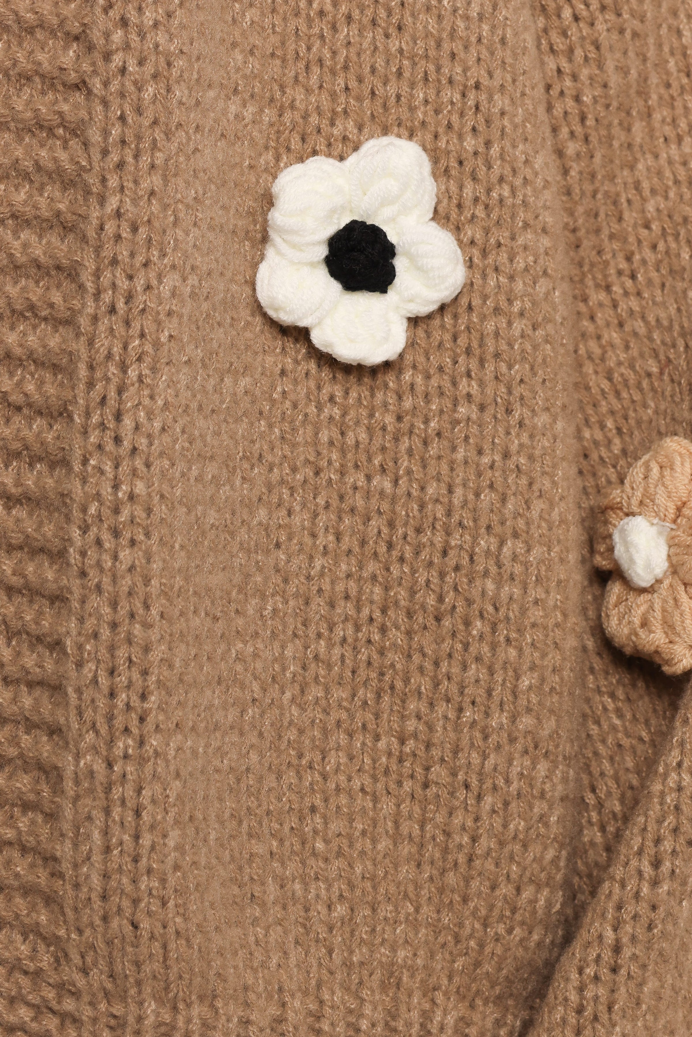 Petal and Pup USA KNITWEAR Delaro Flower Cardigan - Brown
