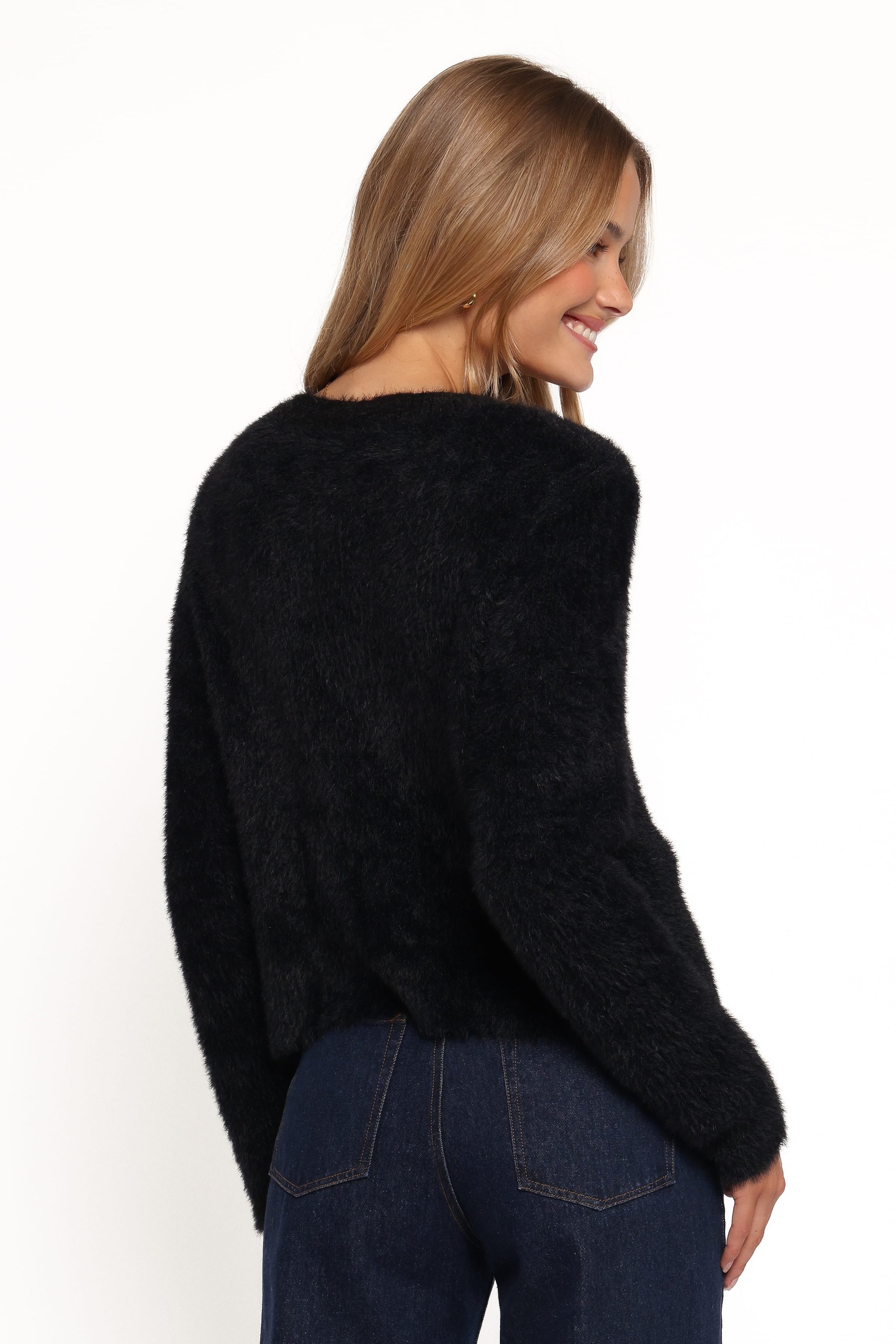 Petal and Pup USA KNITWEAR Donna Flower Button Cardigan - Black